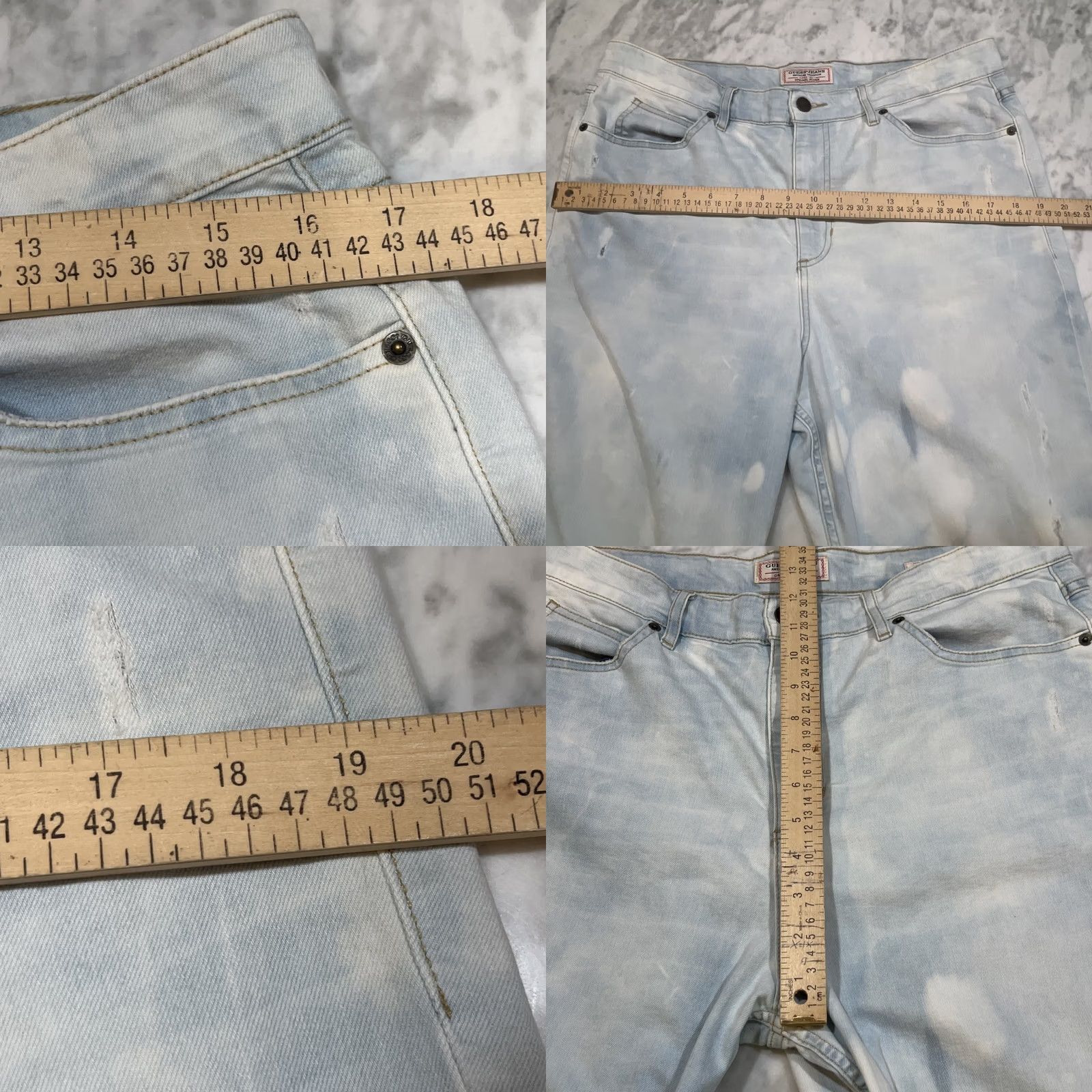 Guess Vintage Guess Jeans Women’s 32 1981 Light Wash Crop Stretch 3 Zip Thrashed Size 24" / US 00 / IT 34 - 9 Thumbnail