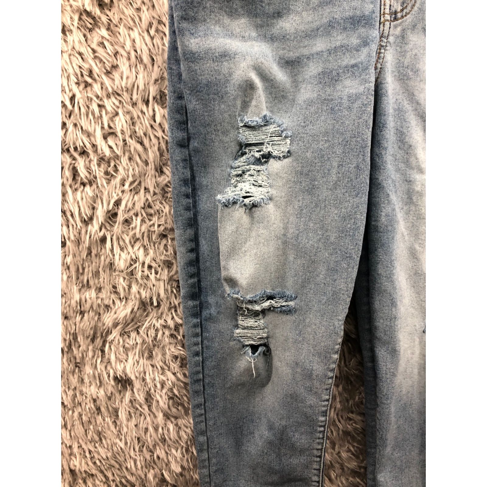 Denizen DENIZEN Jeans Size 11 Juniors Mid Rise Dark Wash Blue Denim Distressed Mother Mom Jean Womens Jeans Regular Fit 30x26 Size 32" / US 10 / IT 46 - 6 Thumbnail