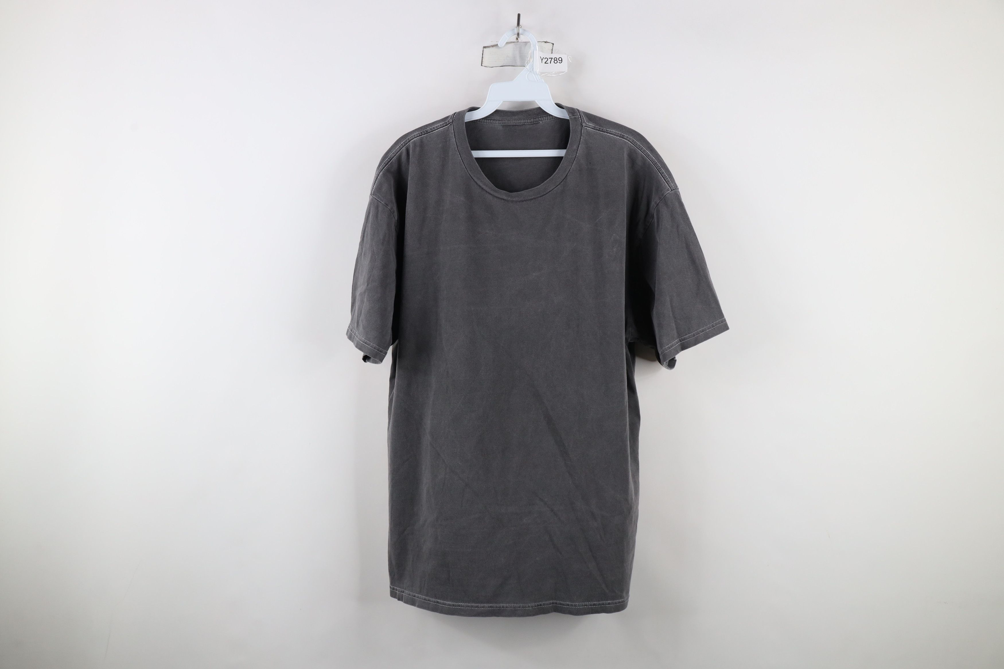 Vintage Vintage 90s Streetwear Stonewash Fit Blank T-Shirt Gray Size US M / EU 48-50 / 2 - 1 Thumbnail