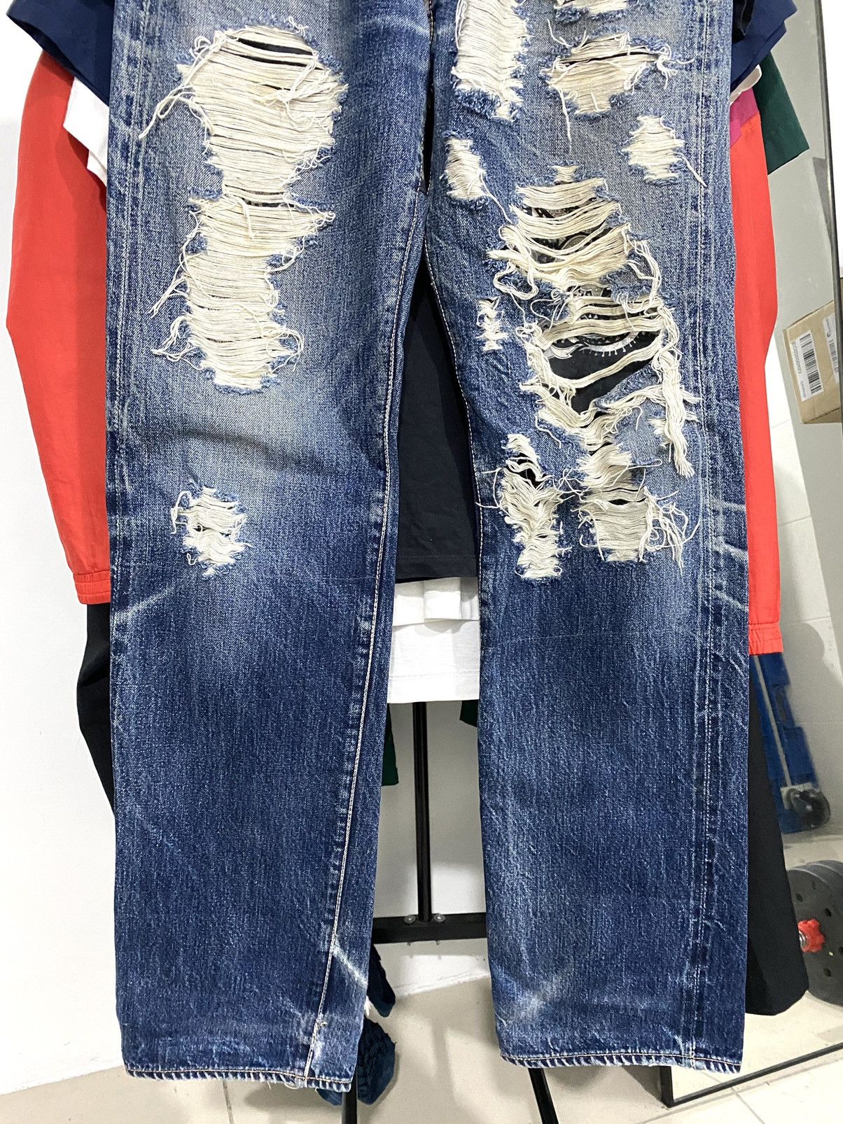 Kapital OG Rare Kapital Hand Made heavy Distressed Trompe l'oeil Size US 32 / EU 48 - 3 Thumbnail