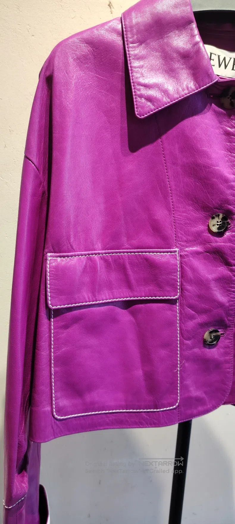 Loewe Loewe Rose Pink Leather Jacket with Classic Collar Design, Size XS / US 0-2 / IT 36-38 - 4 Thumbnail