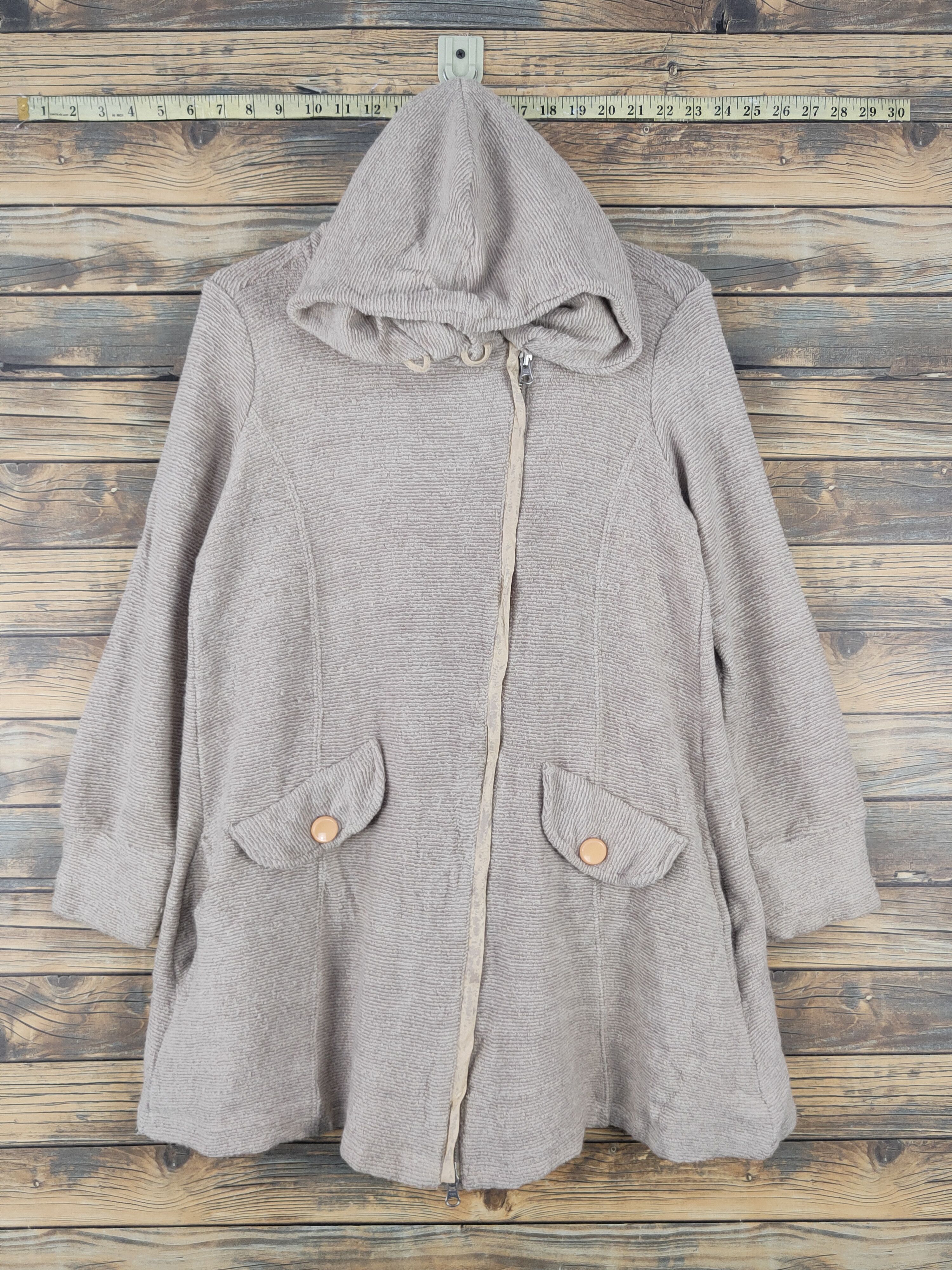 Homespun Knitwear × Japanese Brand × Vintage Winter Stuff Radiate Light Brown Hoodie Knitwear Sweaters Size M / US 6-8 / IT 42-44 - 1 Thumbnail