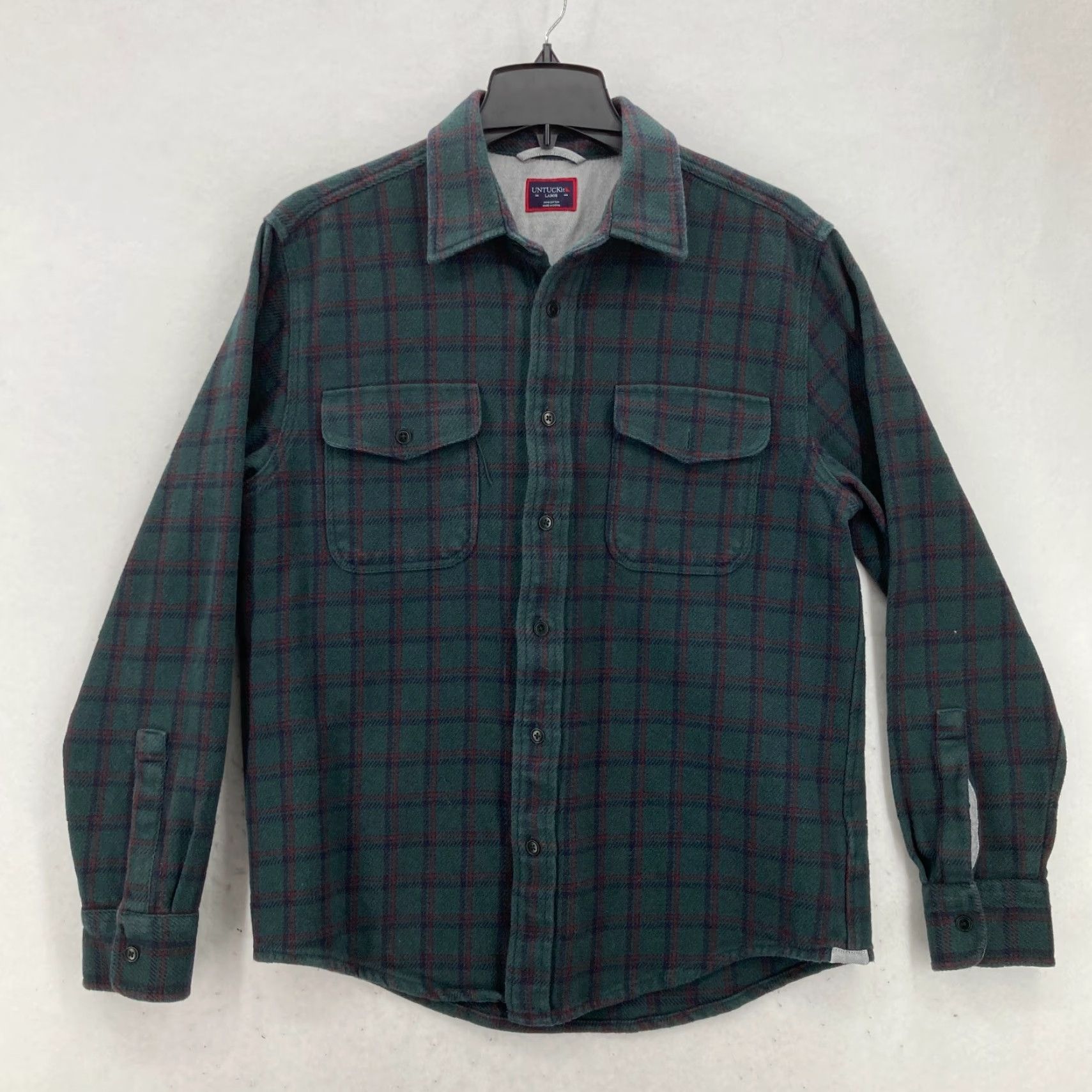 UNTUCKit UNTUCKit Bolte Flannel Shacket Shirt Mens Large Green Windowpane Plaid Outdoors Size US L / EU 52-54 / 3 - 2 Thumbnail