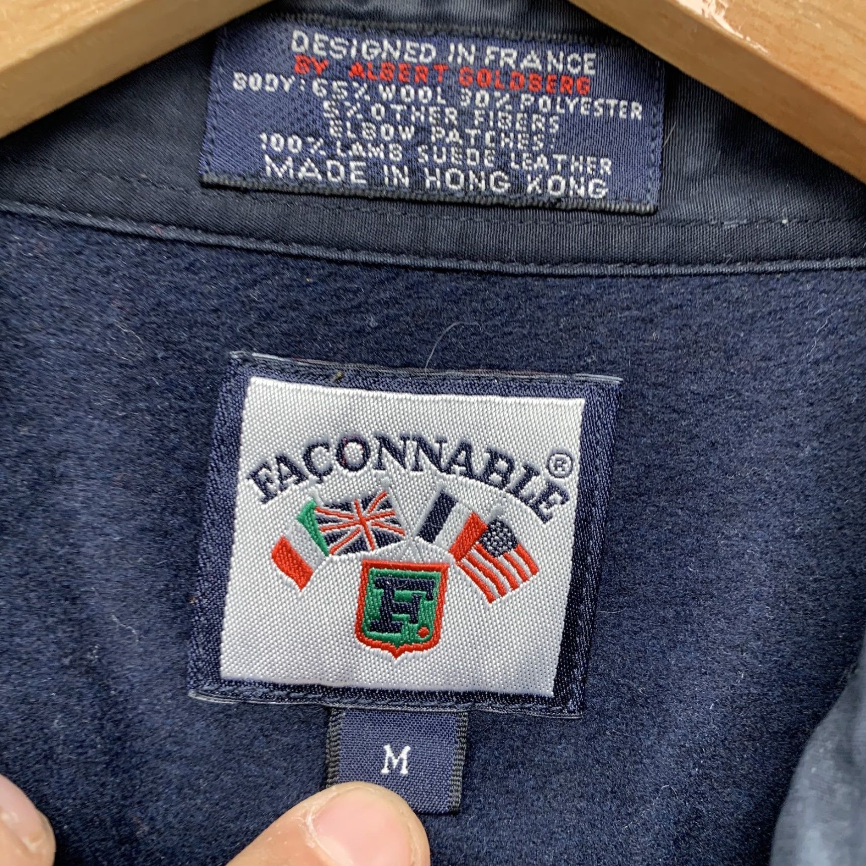 Faconnable VINTAGE Faconnable Plaid Wool Button-Up Shirt Mens M Blue Elbow Patches Leather Size US M / EU 48-50 / 2 - 6 Thumbnail