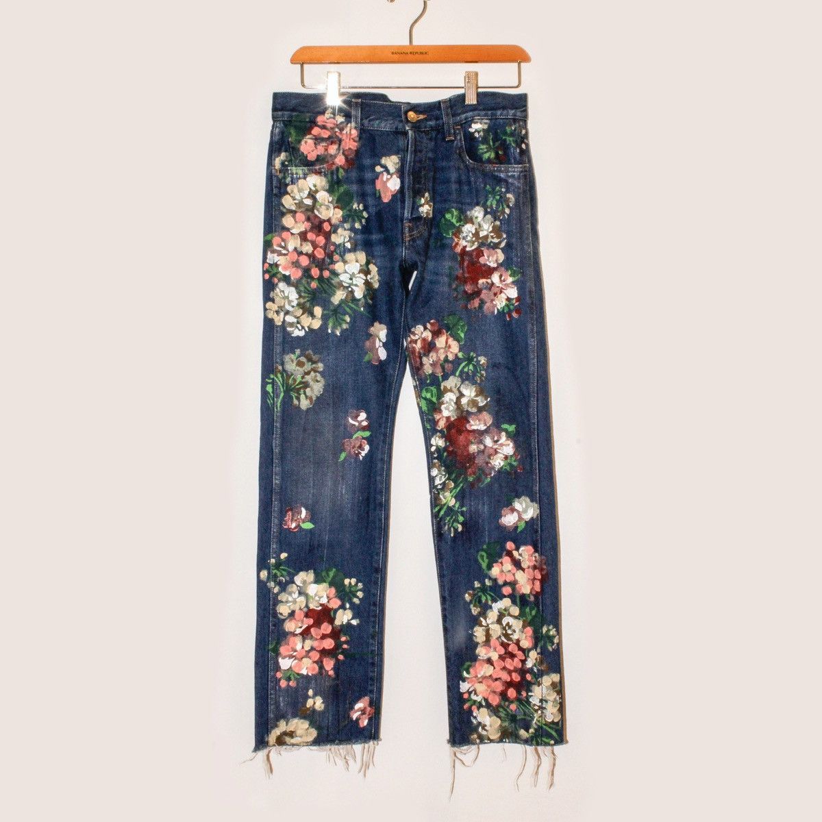 Gucci Handpainted Floral Japanese Denim Grailed