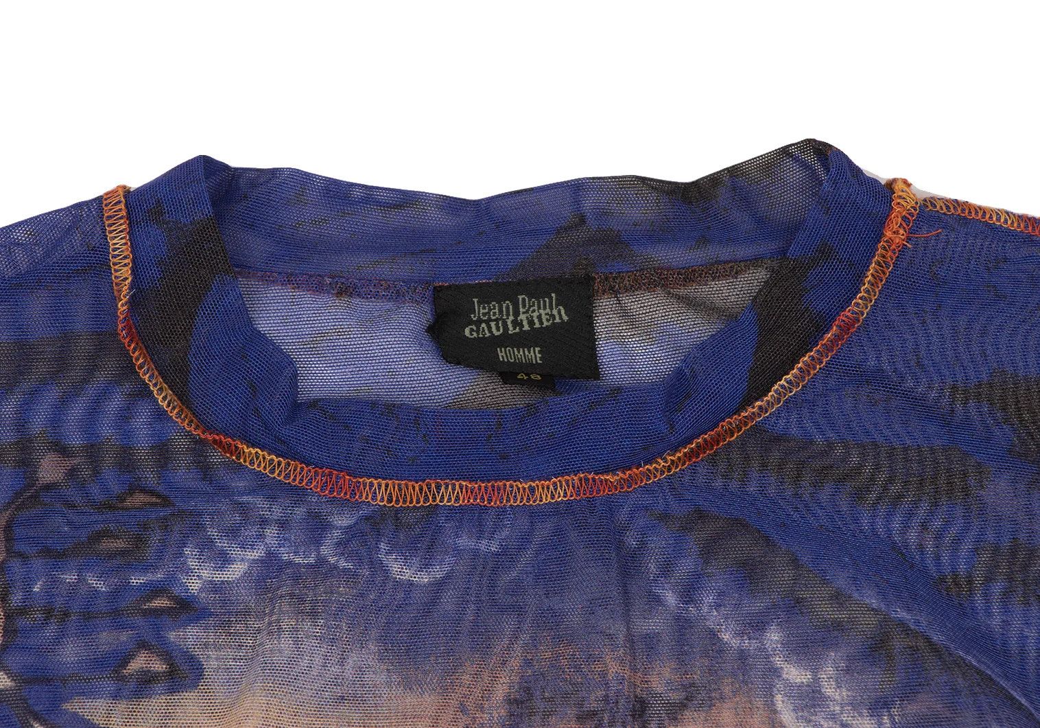 Jean Paul Gaultier Spider Print Power Net Cut T-shirt in Blue, Tea, Orange Size US M / EU 48-50 / 2 - 3 Thumbnail