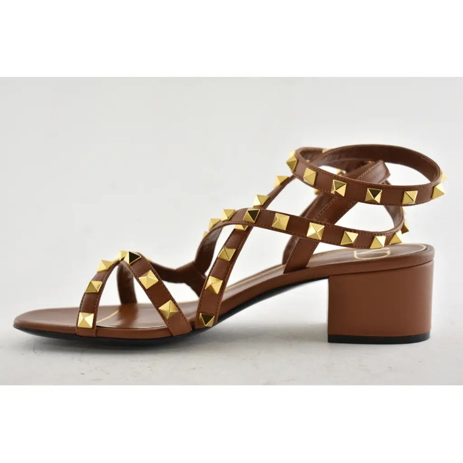 Valentino Valentino Rockstud Brown Flair City Ankle Strap Wrap Size US 7 / IT 37 - 8 Thumbnail