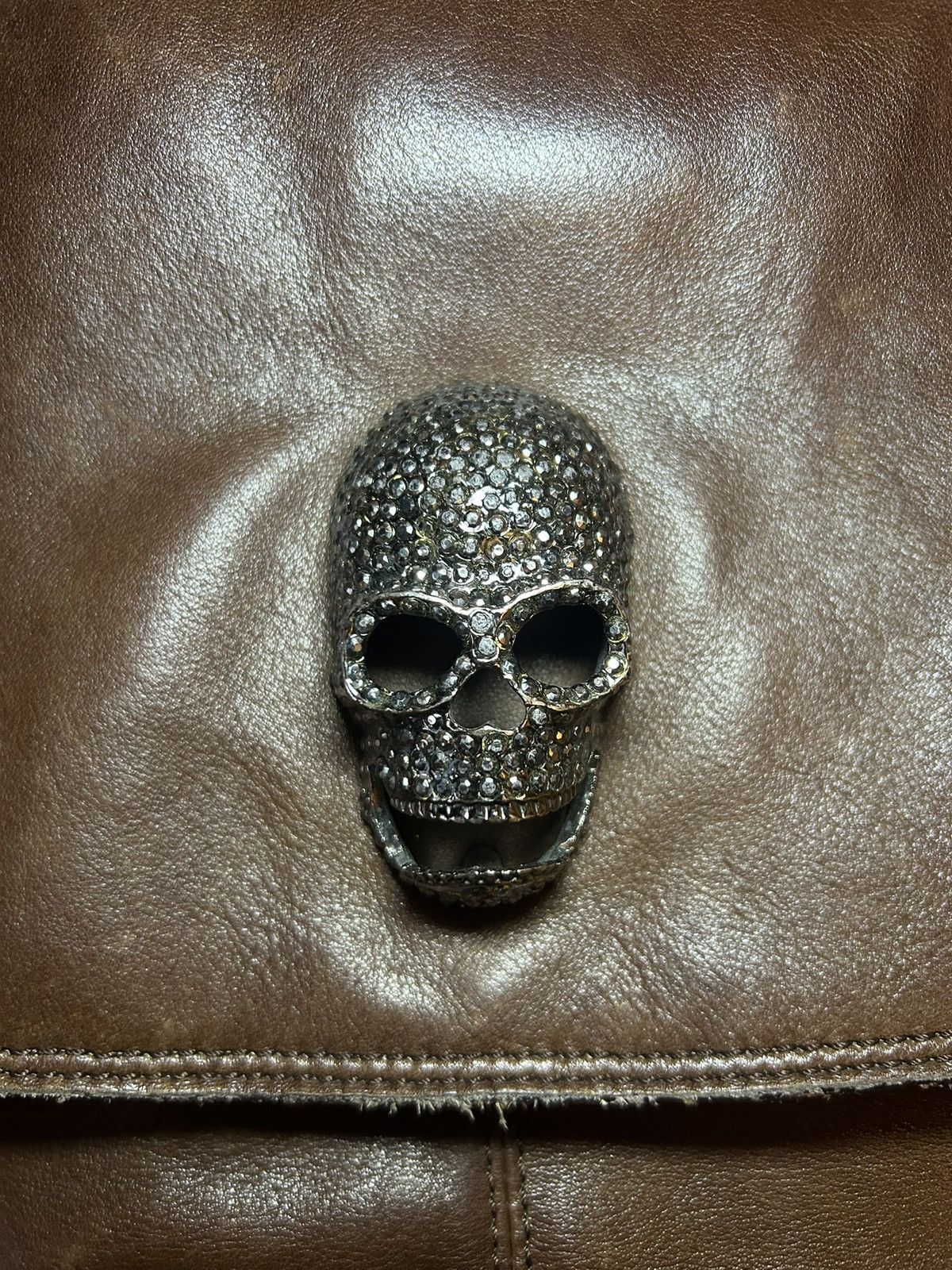 Vintage Thomas Wylde braided leather rhinestone skull crossbody bag Size ONE SIZE - 22 Thumbnail