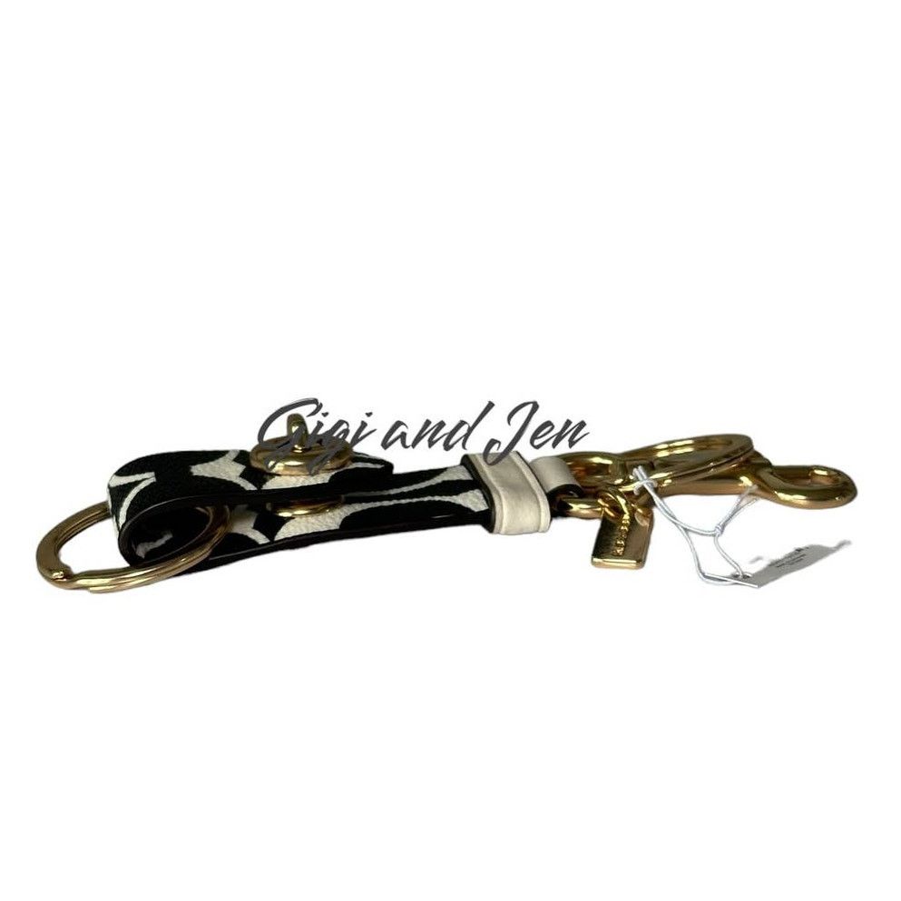 Kate Spade Coach Trigger Snap Bag Charm In Signature Canvas Gold/Black Size ONE SIZE - 4 Thumbnail