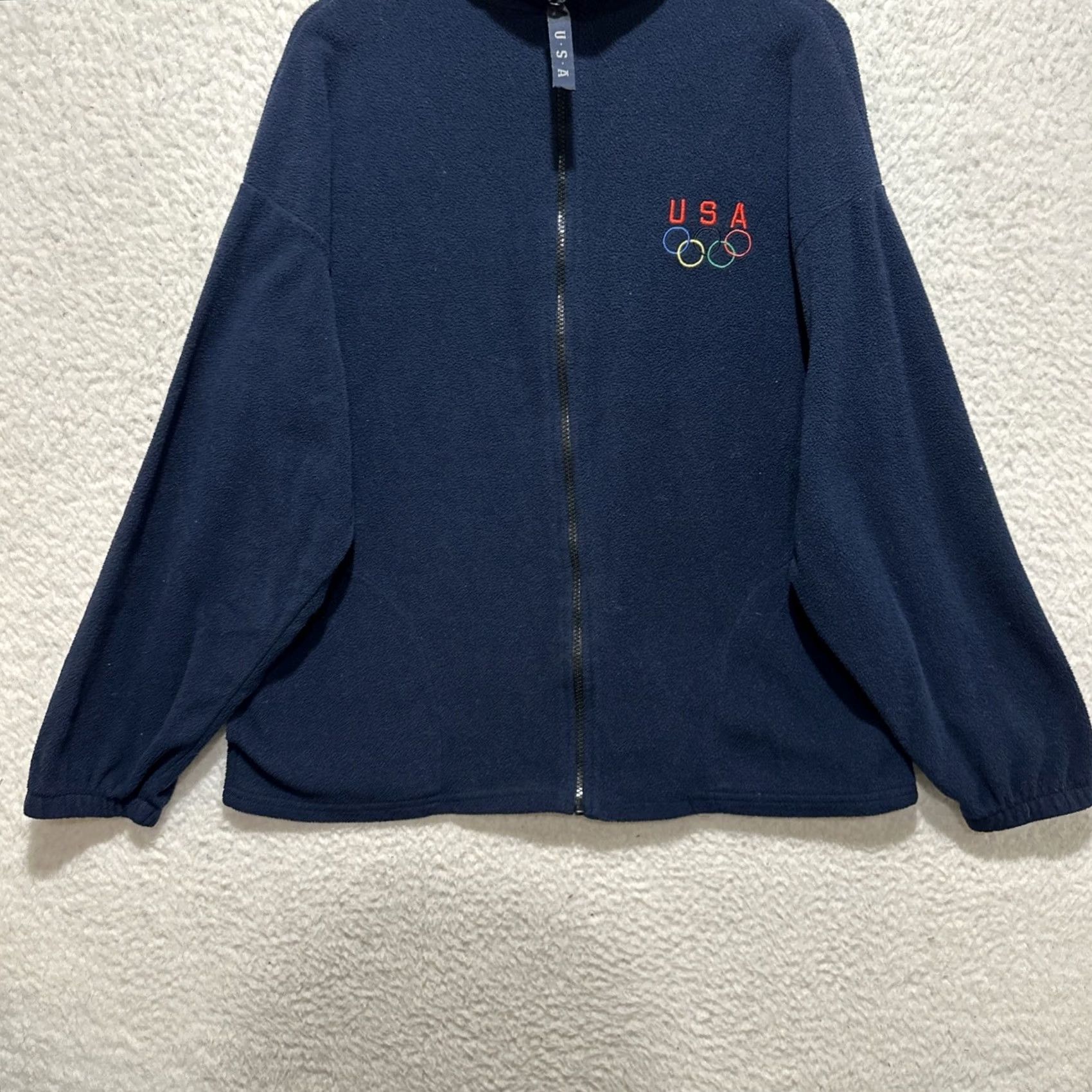 Vintage VINTAGE 90s USA Olympics Jacket Mens Size L Fleece Full Zip Sweater Made in the USA Size US L / EU 52-54 / 3 - 6 Thumbnail
