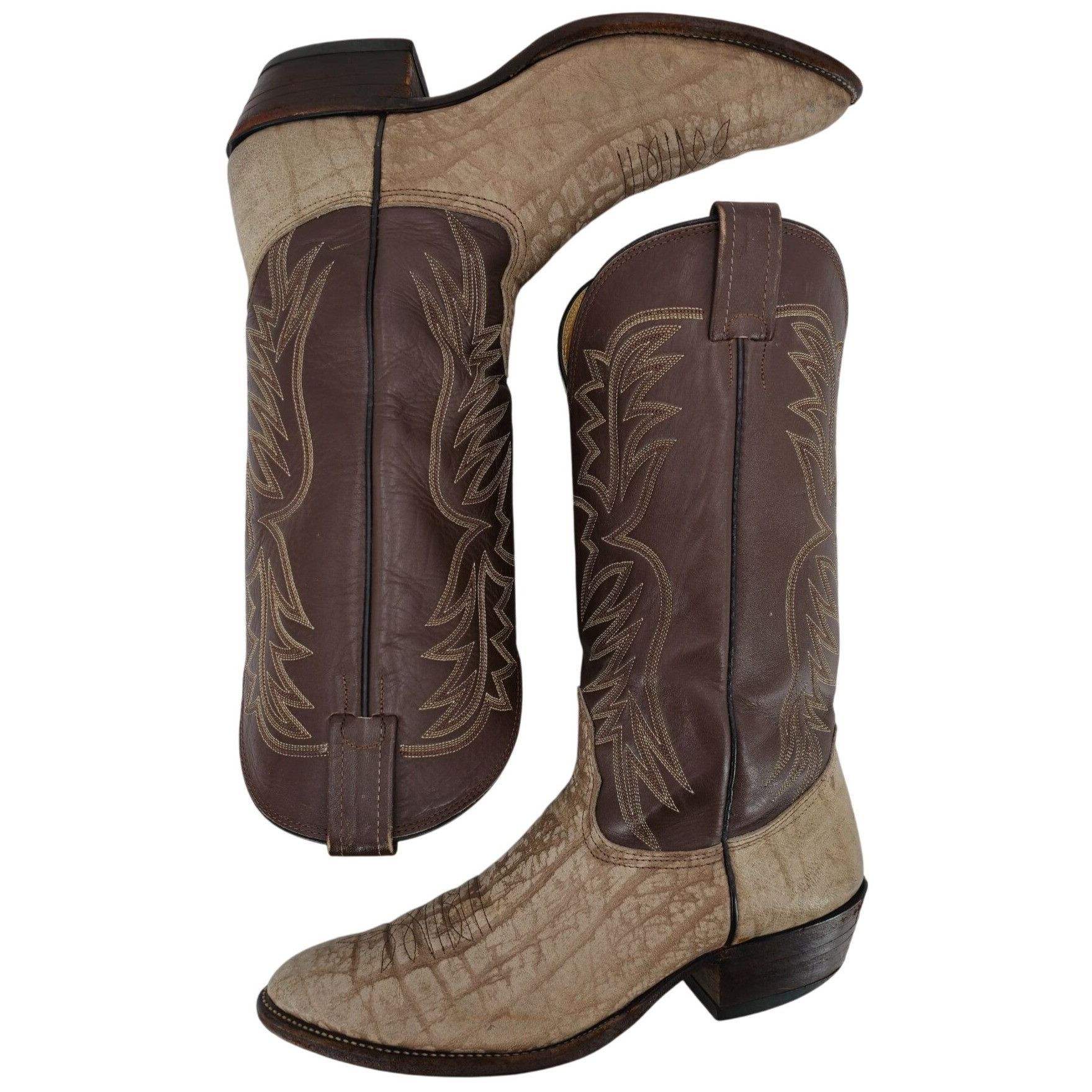 Nocona Boots Nocona Cape Buffalo Cowboy Boots Mens 10D Brown Tan Exotic Size US 10 / EU 43 - 8 Thumbnail