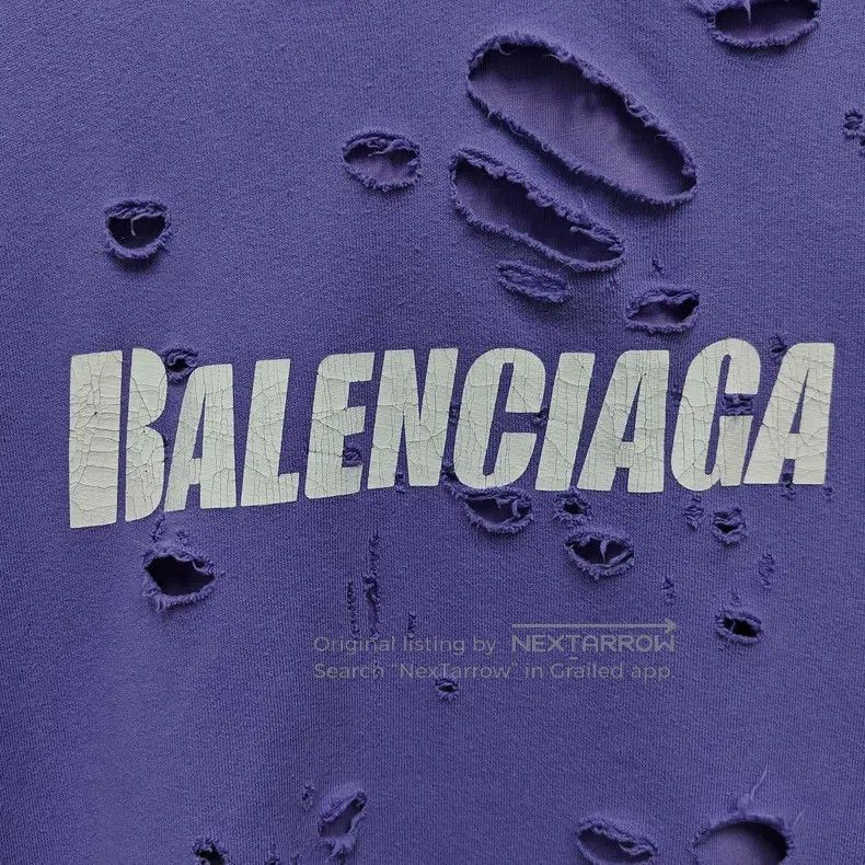 Balenciaga Balenciaga Large hole purple letter logo hoodie Size US L / EU 52-54 / 3 - 3 Thumbnail