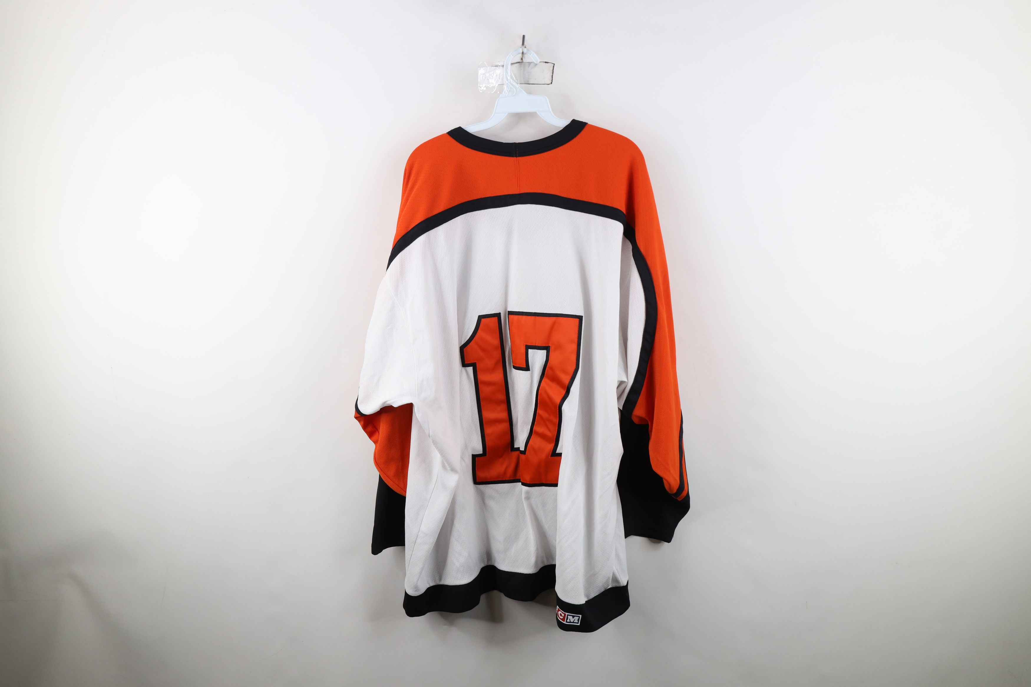 Ccm Vintage 90s CCM Mesh Hockey Jersey Orange White Polyester Size US XL / EU 56 / 4 - 11 Thumbnail