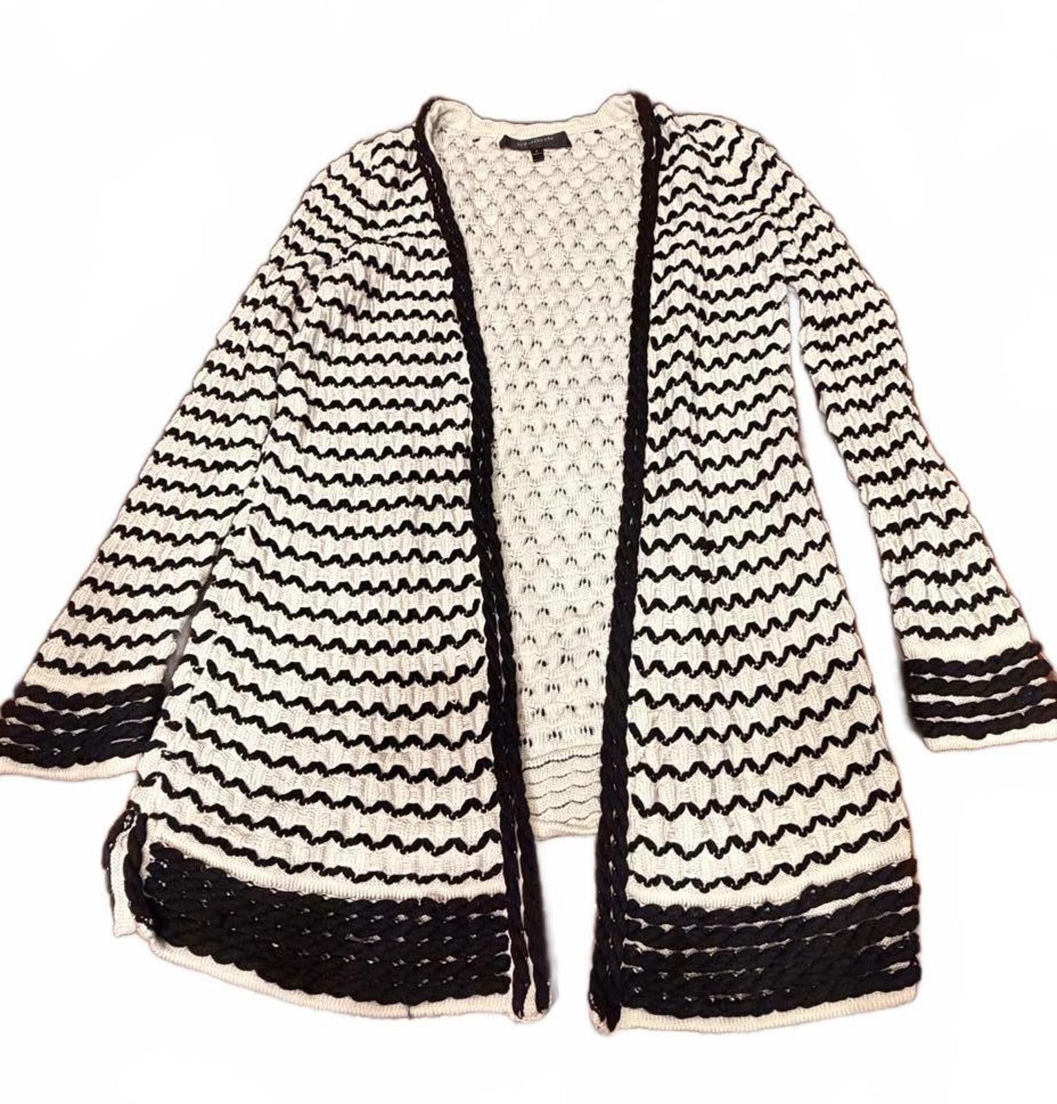 St. John St. John Black and White Knit Cardigan Sweater Size ONE SIZE - 1 Thumbnail
