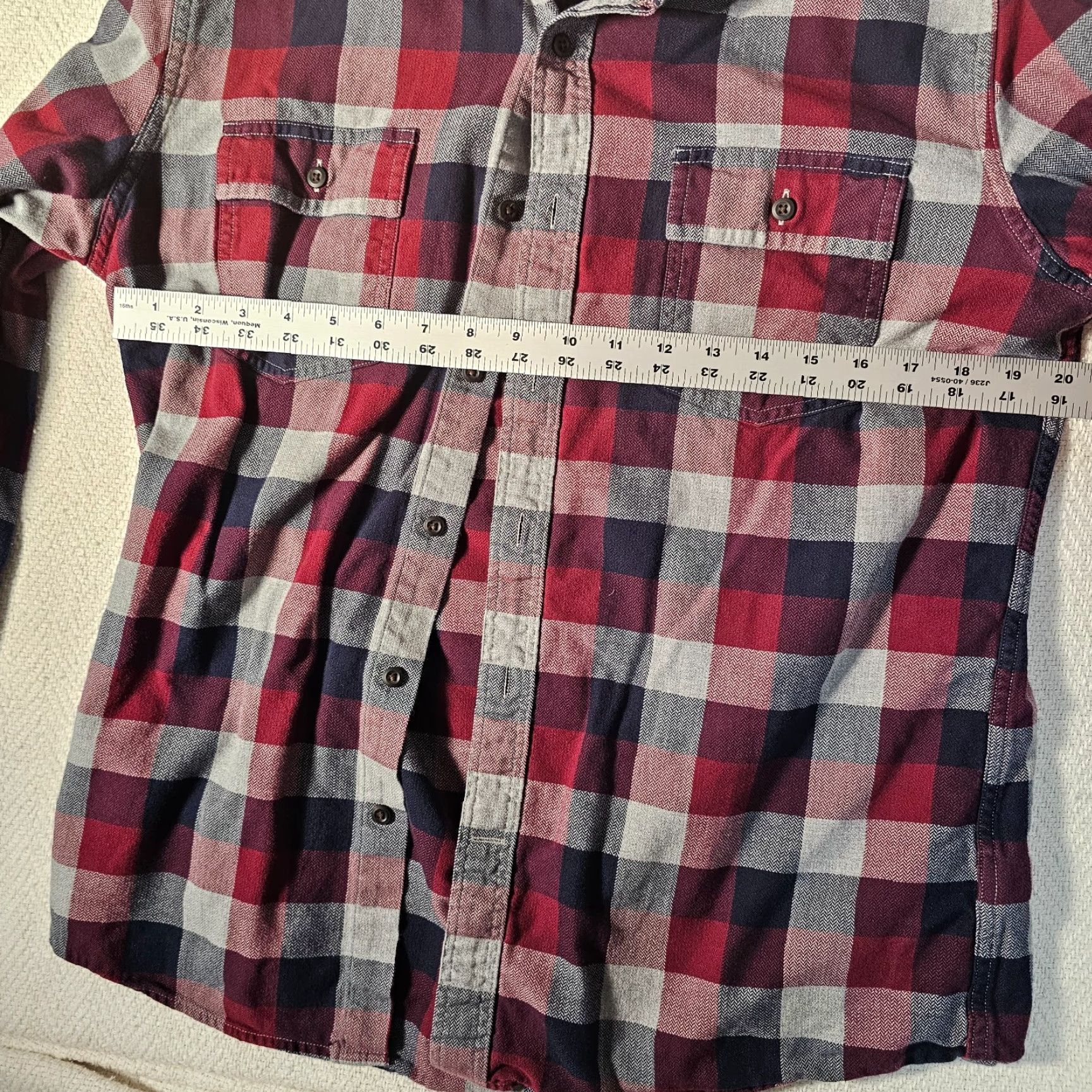 Vintage Goodthreads Brand Men’s L Red Check Long Sleeve Button Flannel Shirt Pockets Slim Fit Size US L / EU 52-54 / 3 - 6 Thumbnail