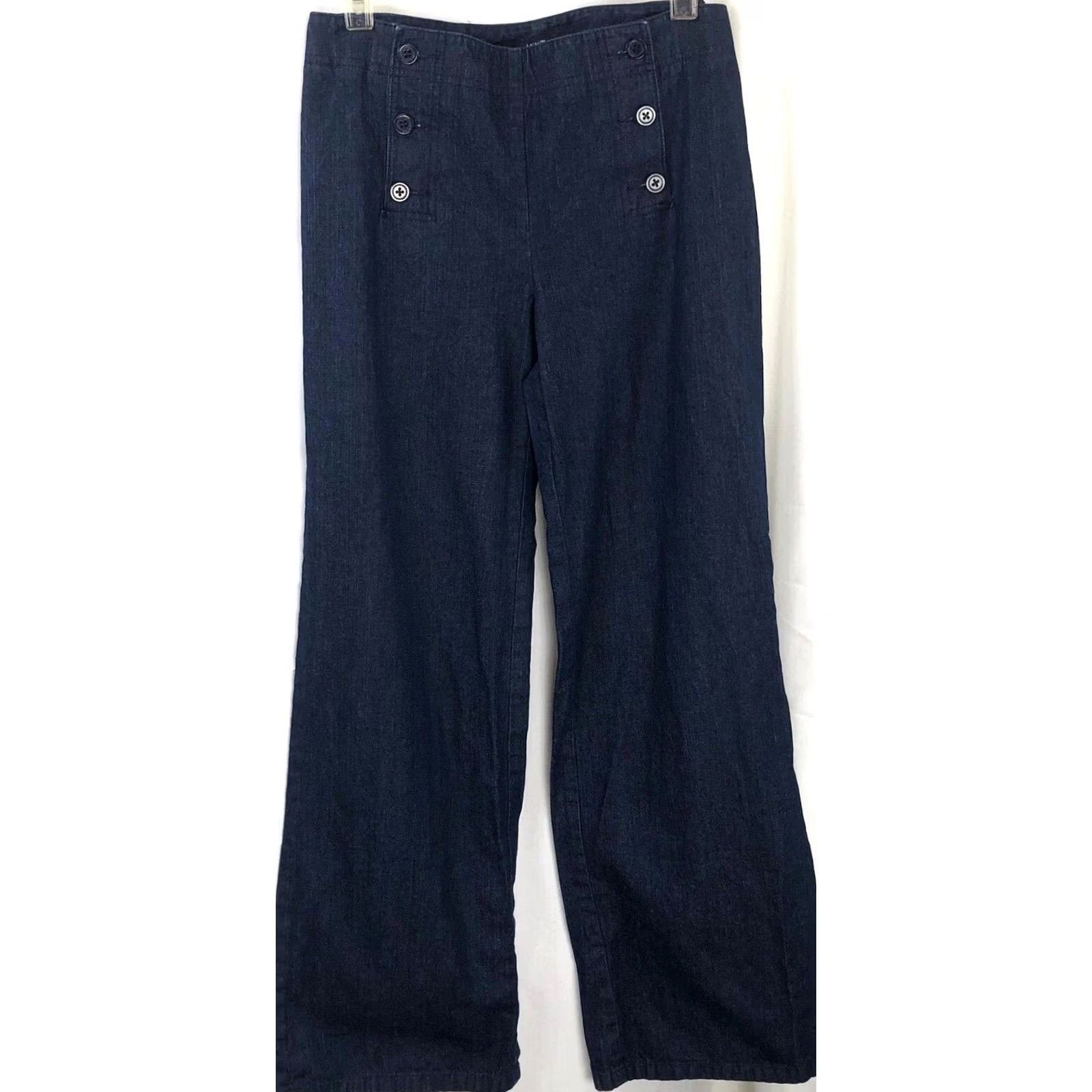 Ann Taylor New title: Ann Taylor jeans 6 DK wash denim flare 30"W 31"IN Button Panels Y2K Preppy Glam Size 28" / US 6 / IT 42 - 2 Thumbnail