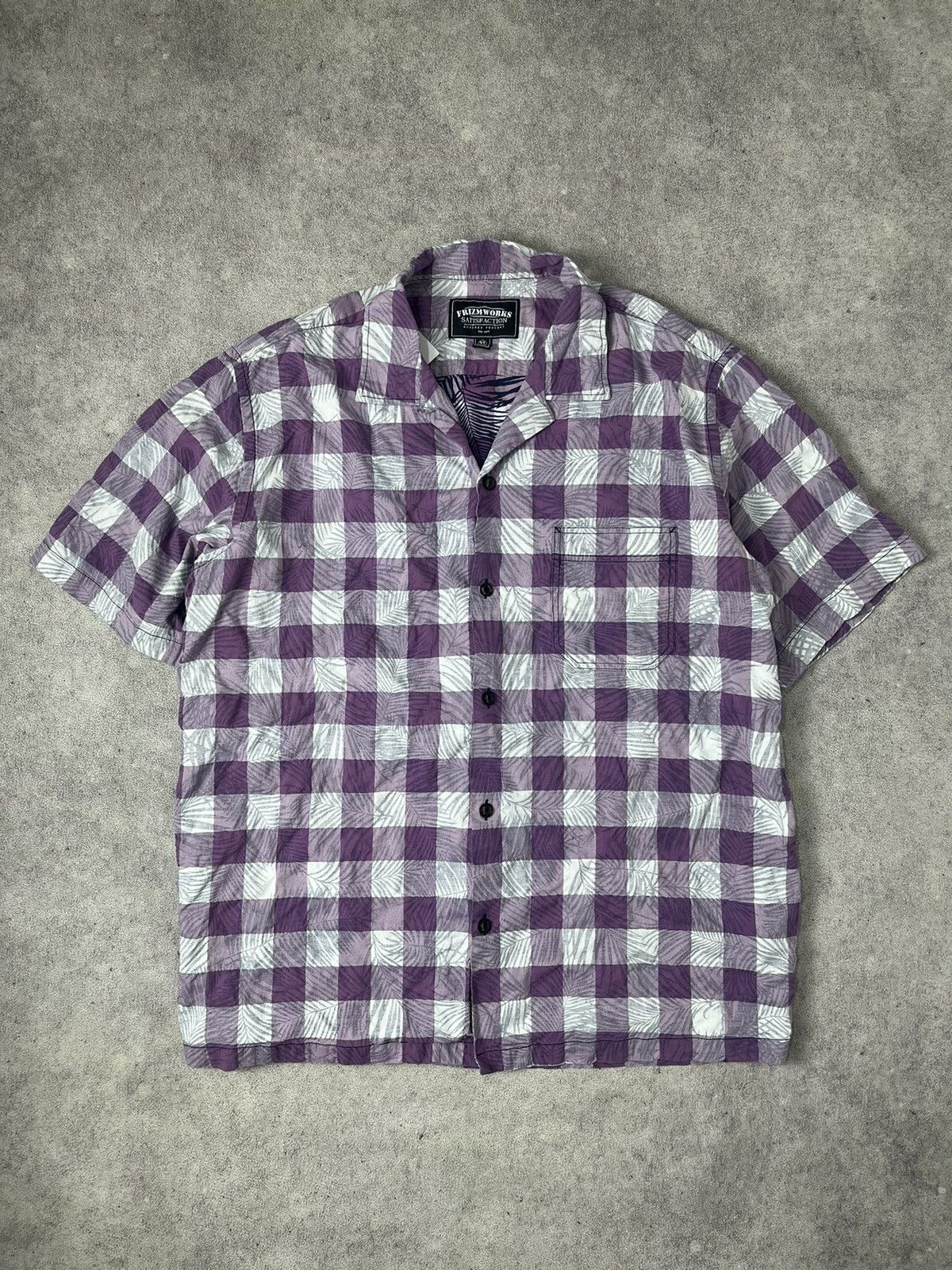 FrizmWORKS × Japanese Brand × Uniform Bridge Frizmworks aloha half shirt checked palm violet shirt Size US XL / EU 56 / 4 - 1 Thumbnail