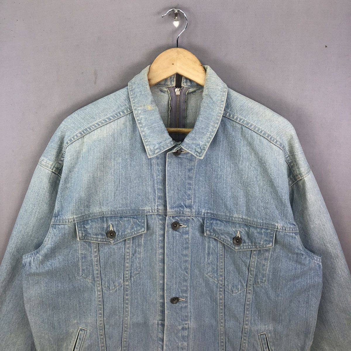Japan Streetwear Distressed Faded Denim Jacket