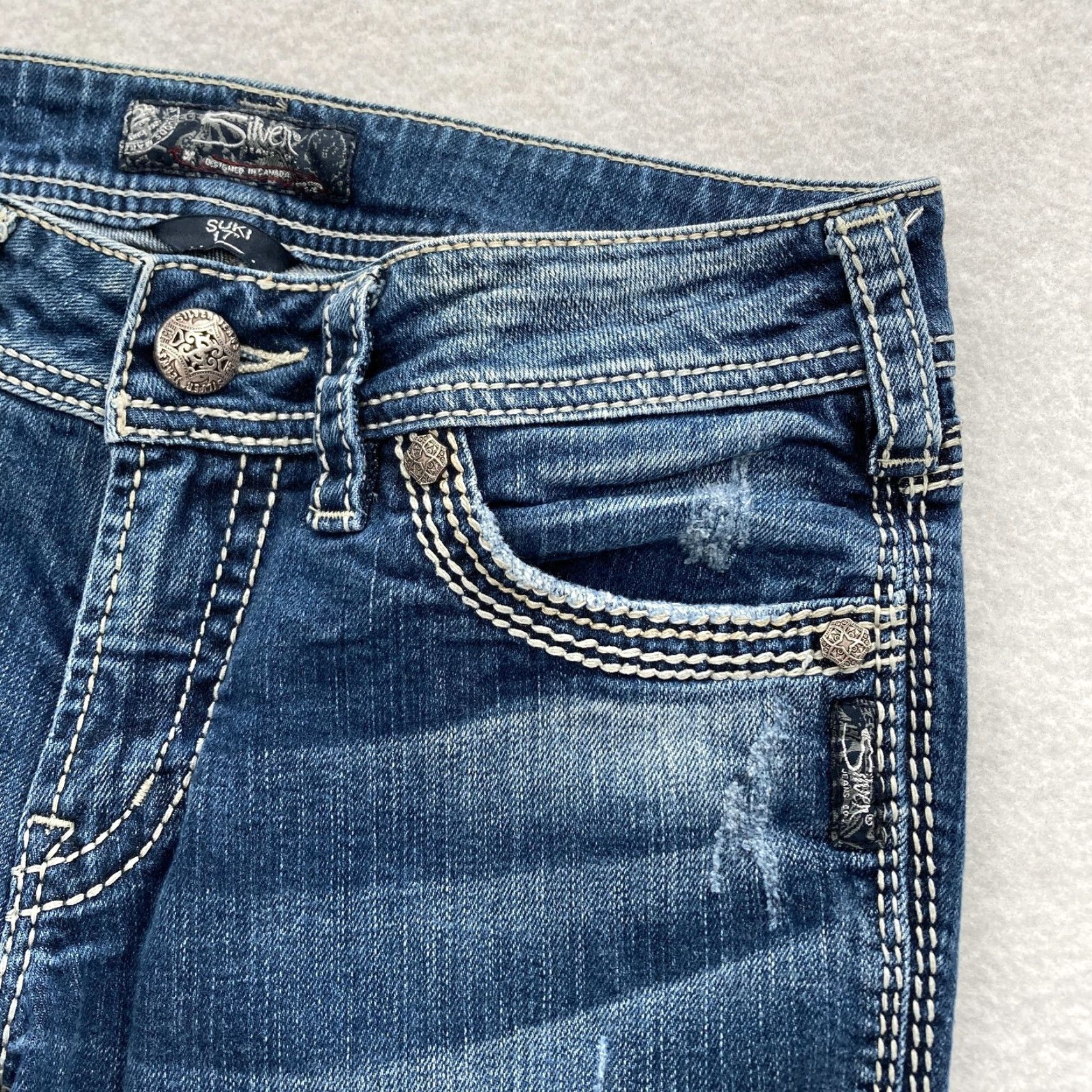 Silver Jeans Co. VINTAGE Silver Jeans Suki Bootcut Womens 29x33 Blue Curvy Fit Contrast Stitch Grunge Y2K Size 29" - 4 Thumbnail