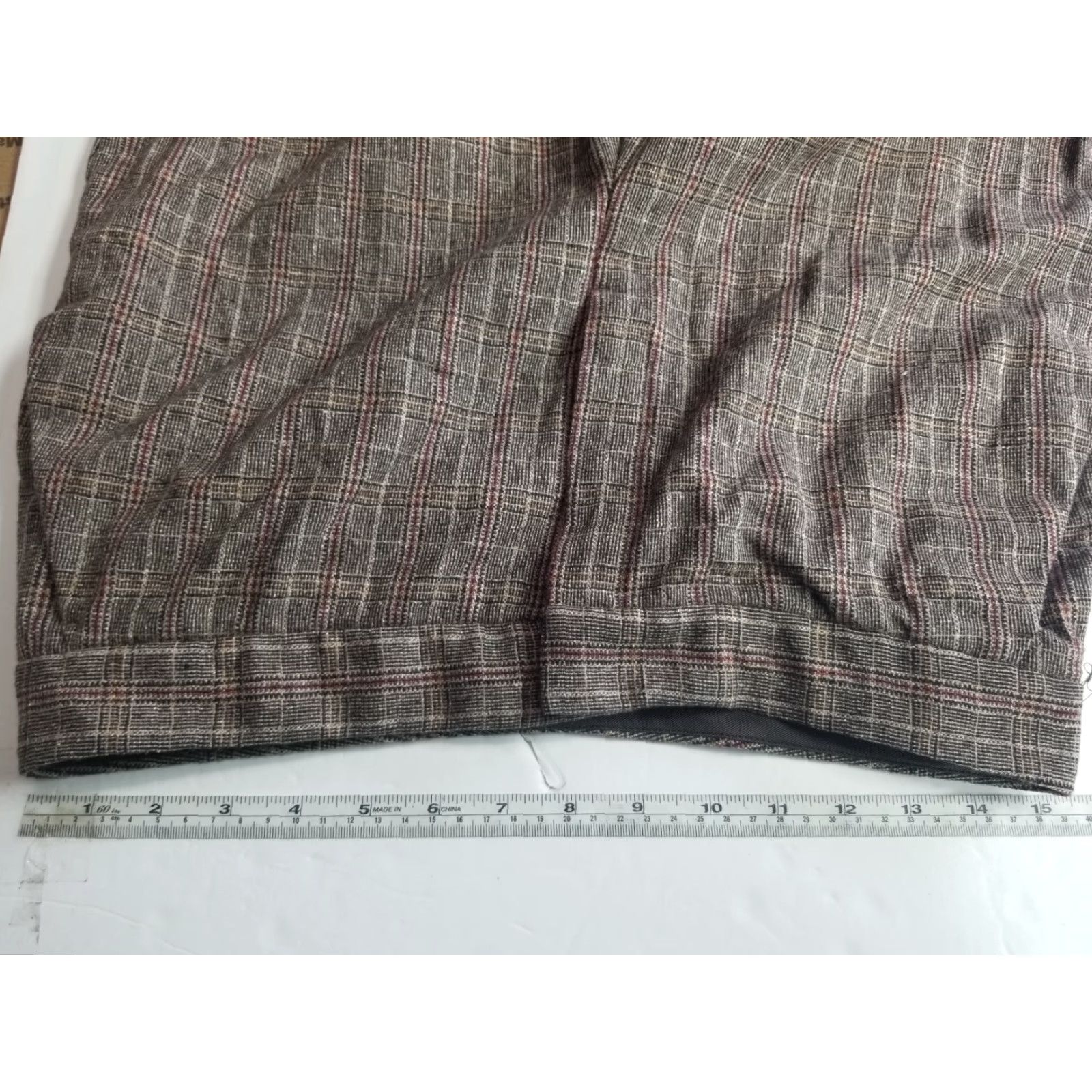Massimo Dutti Massimo Dutti Trousers Women Straight Wool Blend Brown Size 10 Comfort Geometric Pattern Size 32" / US 10 / IT 46 - 3 Thumbnail