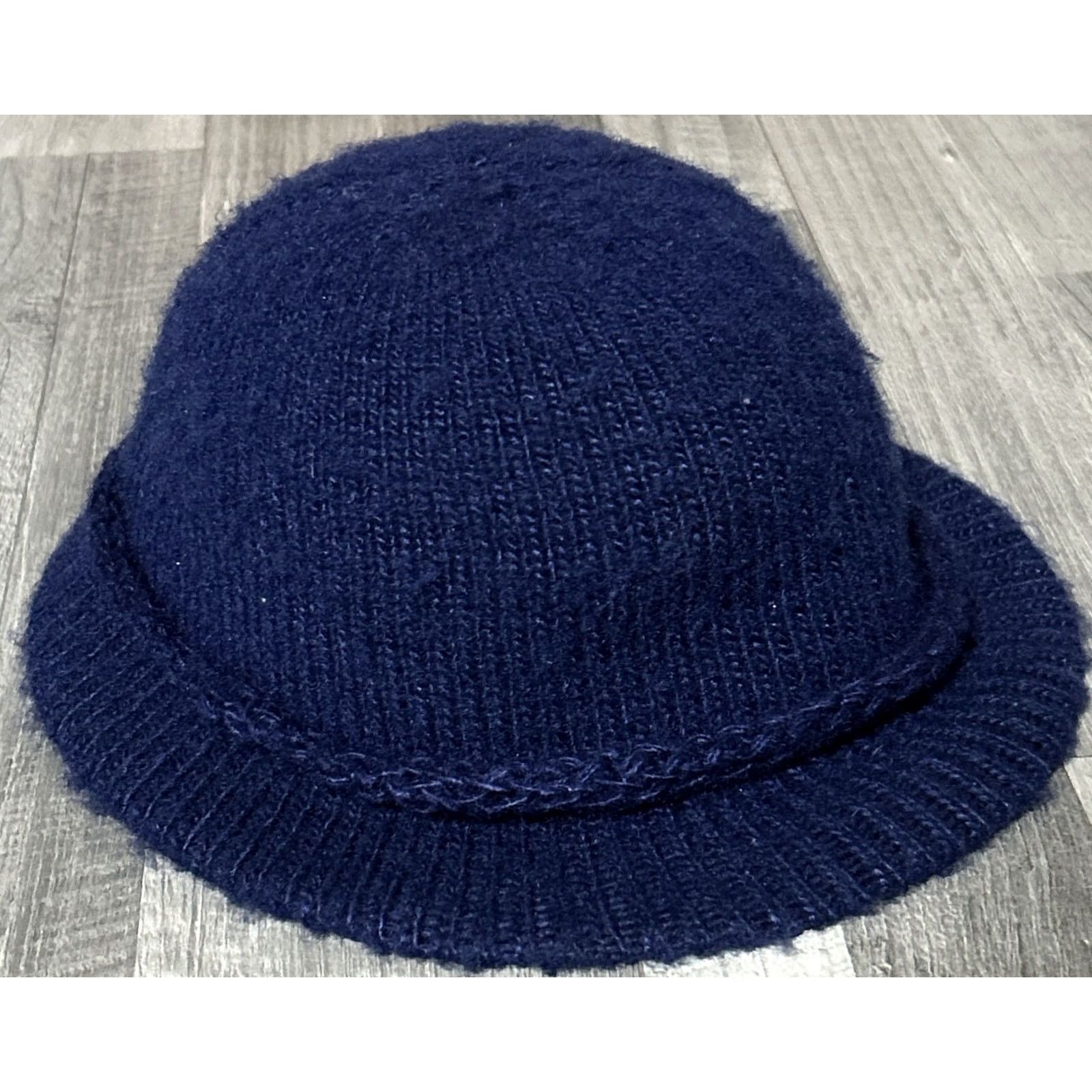 Vintage VINTAGE Hansen Bucket Hat Ladies One Size Blue Wool Knit Fuzzy Fedora 1970s 80s Art Deco Way? Size ONE SIZE - 2 Thumbnail