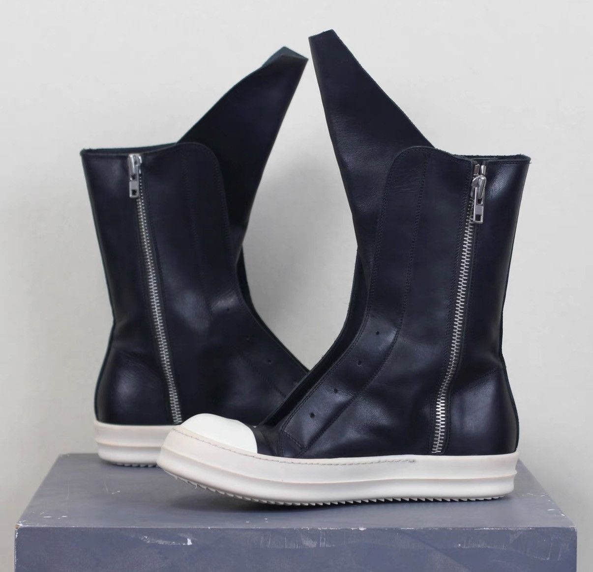 Rick Owens Rick Owens Leather High-Top Extended Tongue Military Boots Size US 8 / EU 41 - 5 Thumbnail