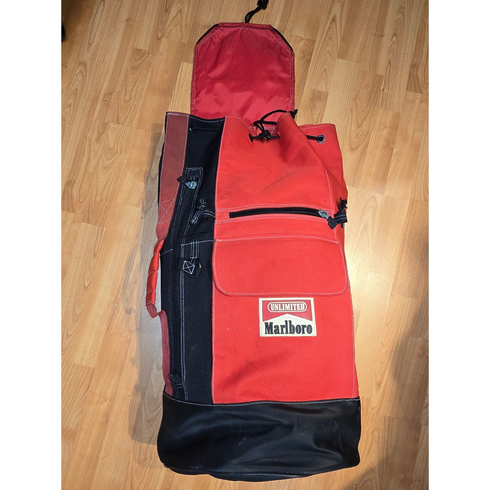 cigarette backpack Marlboro Unlimited × Vintage Marlbolo Camper Bag Vintage Red Cigarette  Backpack