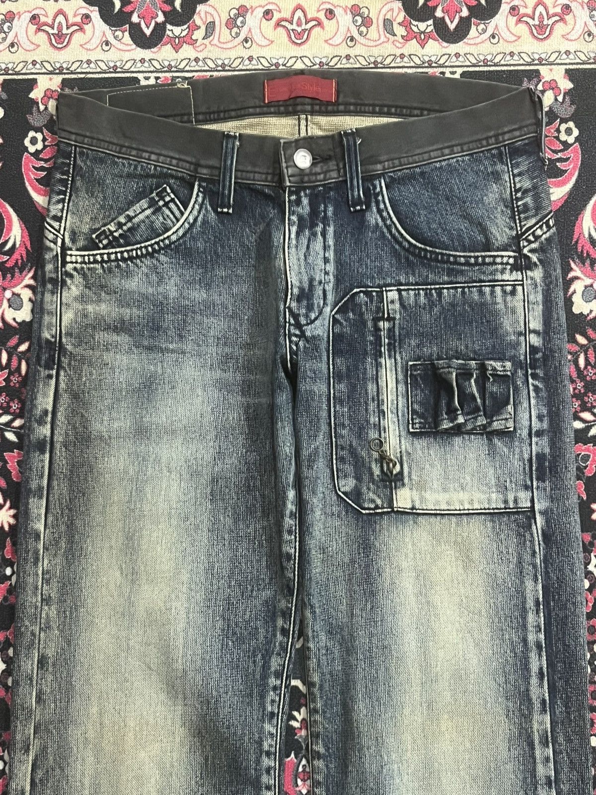 Le Grande Bleu (L.G.B.) Vintage Edwin E Function Cyberobotic Dark Mud Washed Jeans Size US 29 - 4 Thumbnail