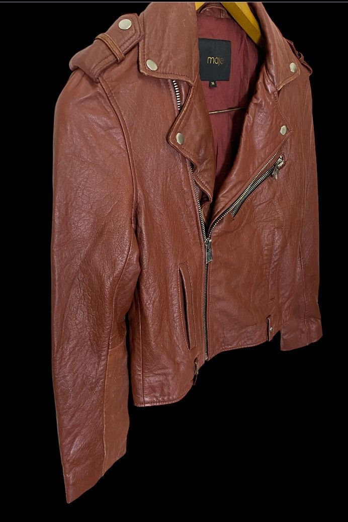Maje Maje Lamb Leather Biker Jacket Women Size XS / US 0-2 / IT 36-38 - 4 Thumbnail