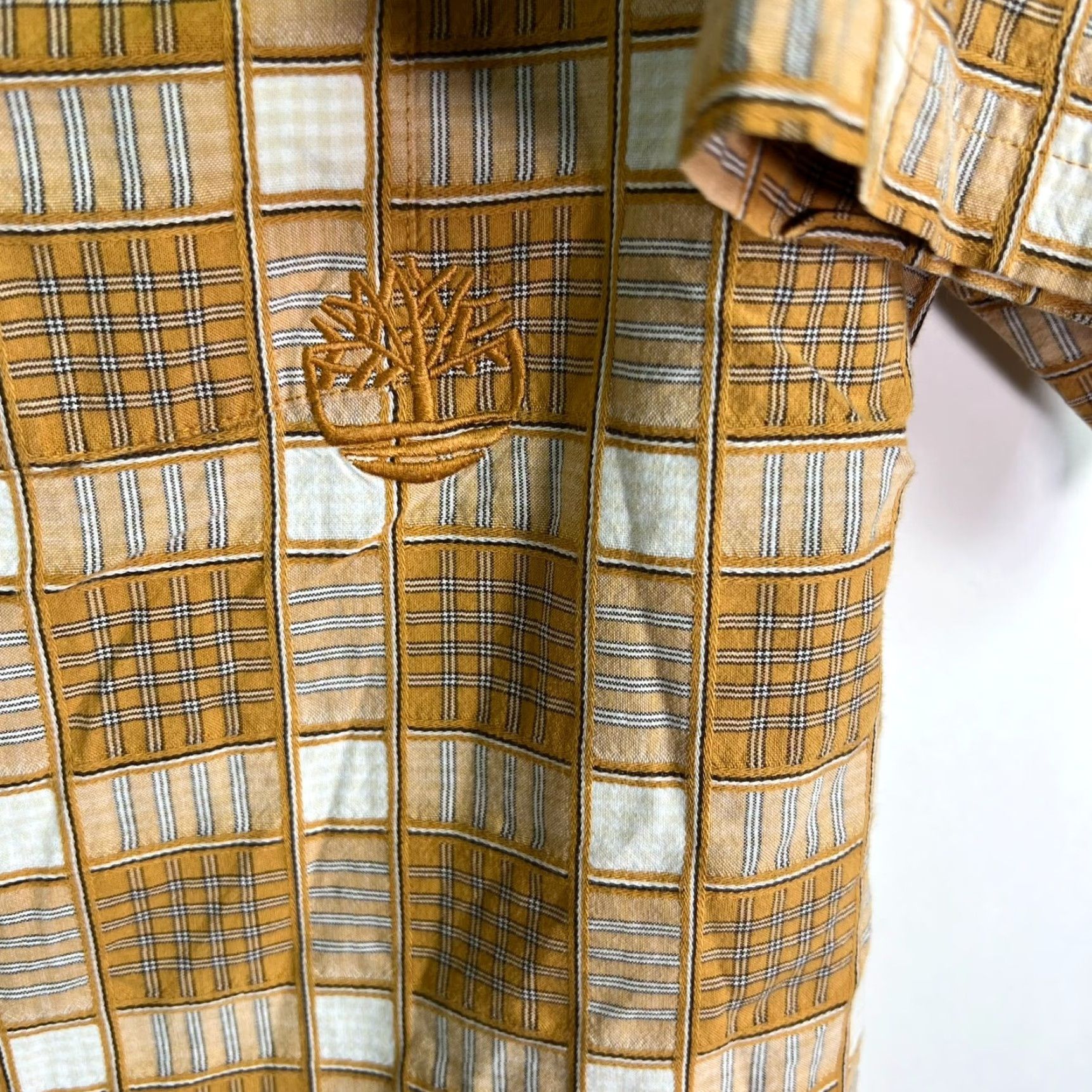 Timberland Timberland Plaid Button-Up Shirt Mens XL Brown Short Sleeve Casual Workwear Cotton Pocket Embroidered 54 Chest Regular Size US XL / EU 56 / 4 - 4 Thumbnail