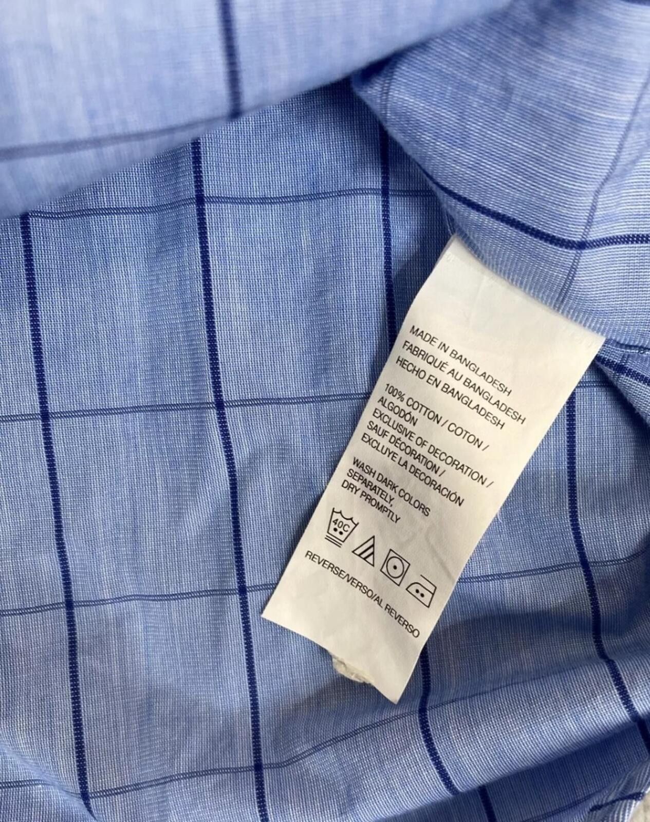 Izod Men's L Large Blue Long Sleeve 100% Cotton Casual Button Up Size 42R - 6 Thumbnail