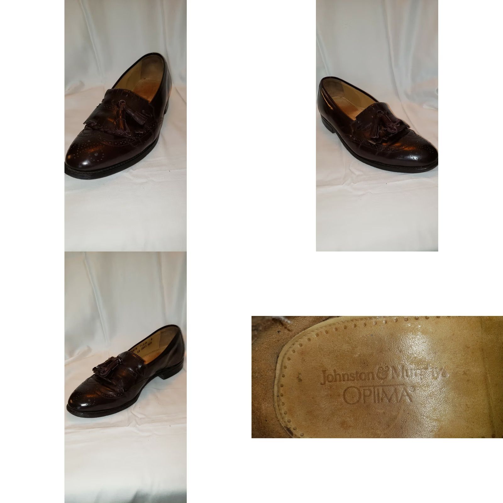 Johnston & Murphy Johnston & Murphy Optima Mens 11.5D Loafer Kilt Tassels Wingtip Burgundy Dark Brown Dress Leather Slip On Shoes Size US 12 / EU 45 - 8 Thumbnail