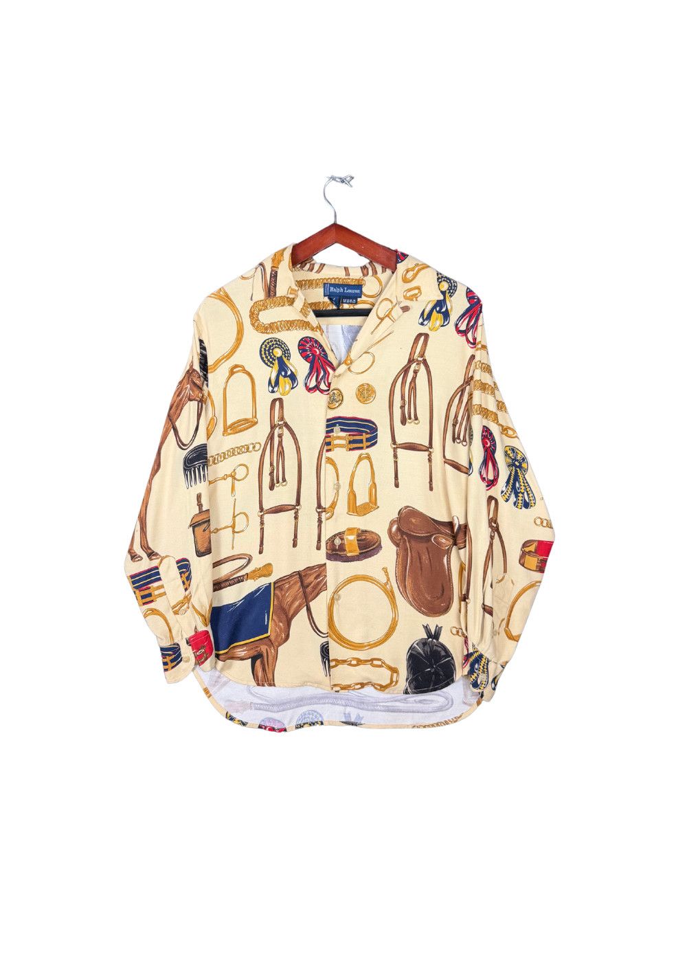 VTG RL Collection Equestrian Print Viscose Shirt