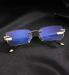 VIBE Luxury Eyeglass Frames Rimless Eyewear Diamond Cutting lens Size ONE SIZE - 4 Thumbnail