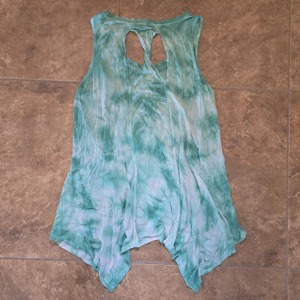 Designer Green Asymmetrical Tie Dyed VA Tank Size M / US 6-8 / IT 42-44 - 2 Thumbnail