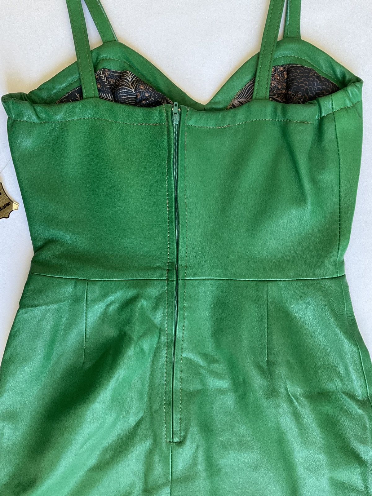 Vintage Green leather mini dress Size S / US 4 / IT 40 - 6 Thumbnail
