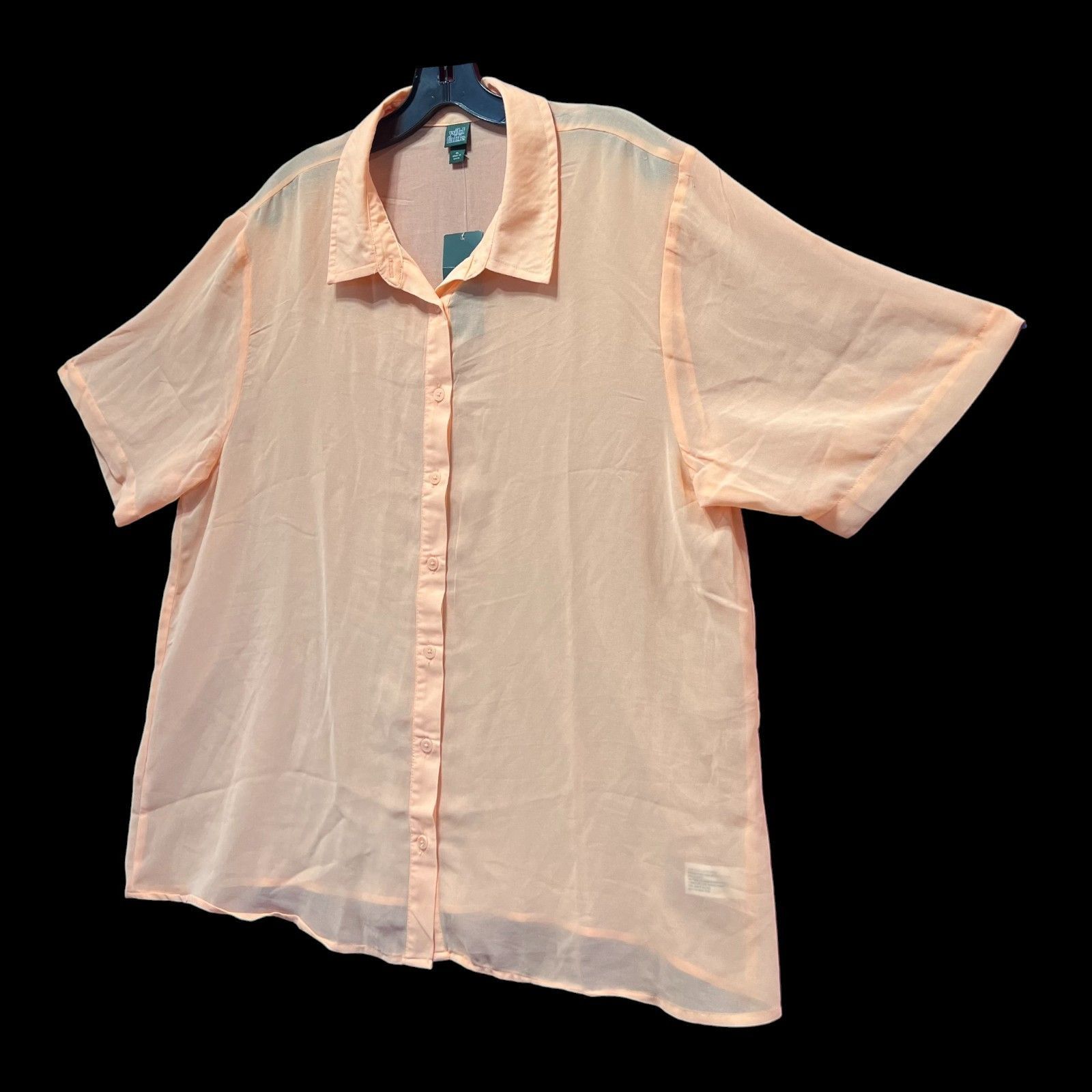 Other Wild Fable - Women's Short Sleeve Oversized Sheer Button -Do Size XL / US 12-14 / IT 48-50 - 15 Thumbnail