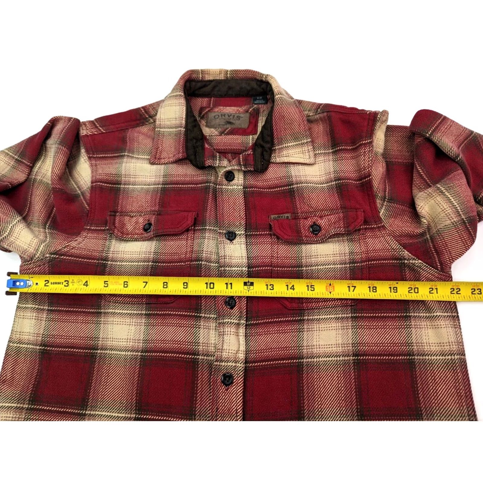 Orvis Orvis Plaid Heavy Flannel Shirt Jacket Men MED Red Check Button-Up Shacket Size US M / EU 48-50 / 2 - 6 Thumbnail