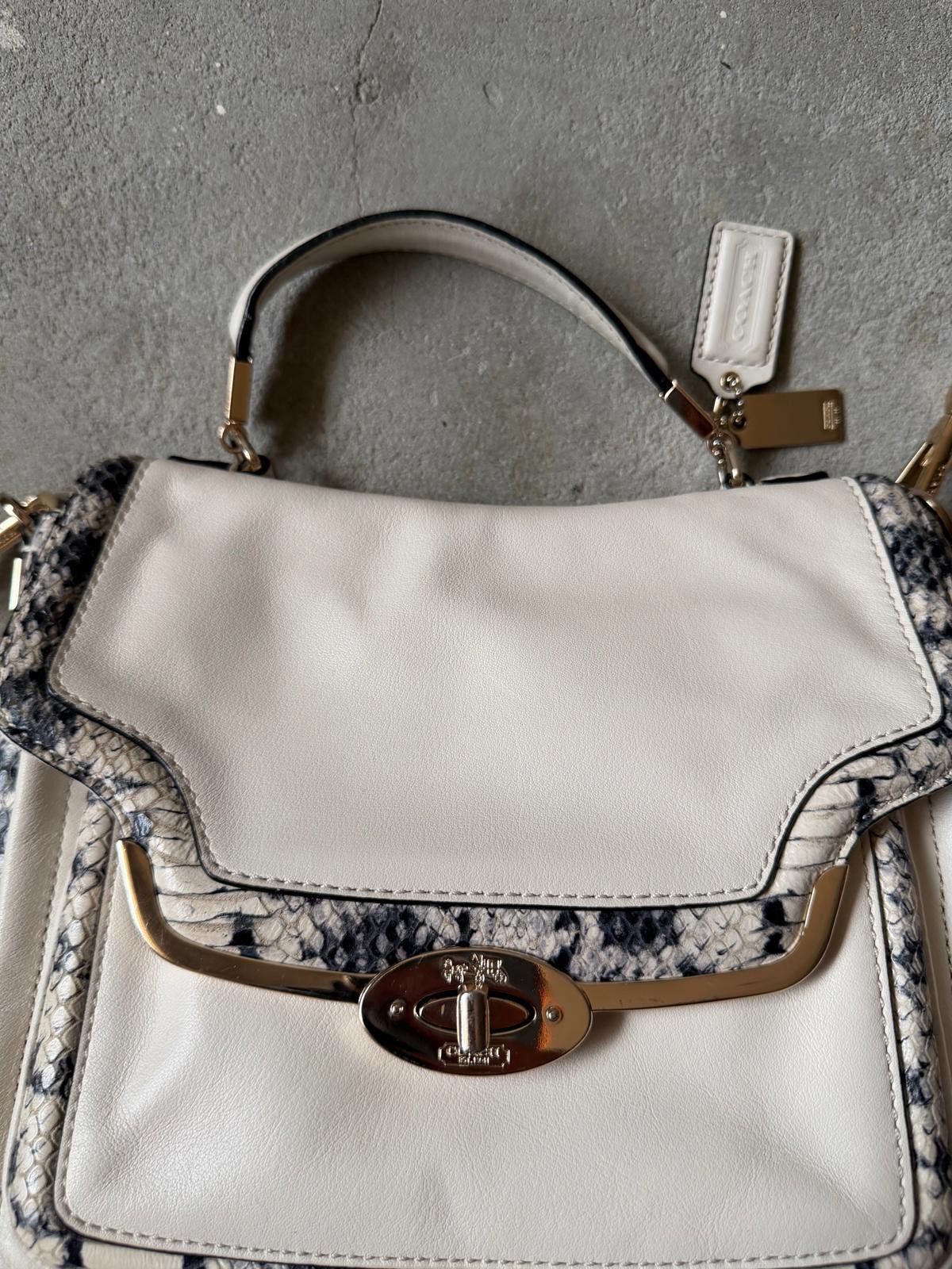 Coach Coach 2Way Madison Python Embossed Top Handle Bag White Size ONE SIZE - 4 Thumbnail