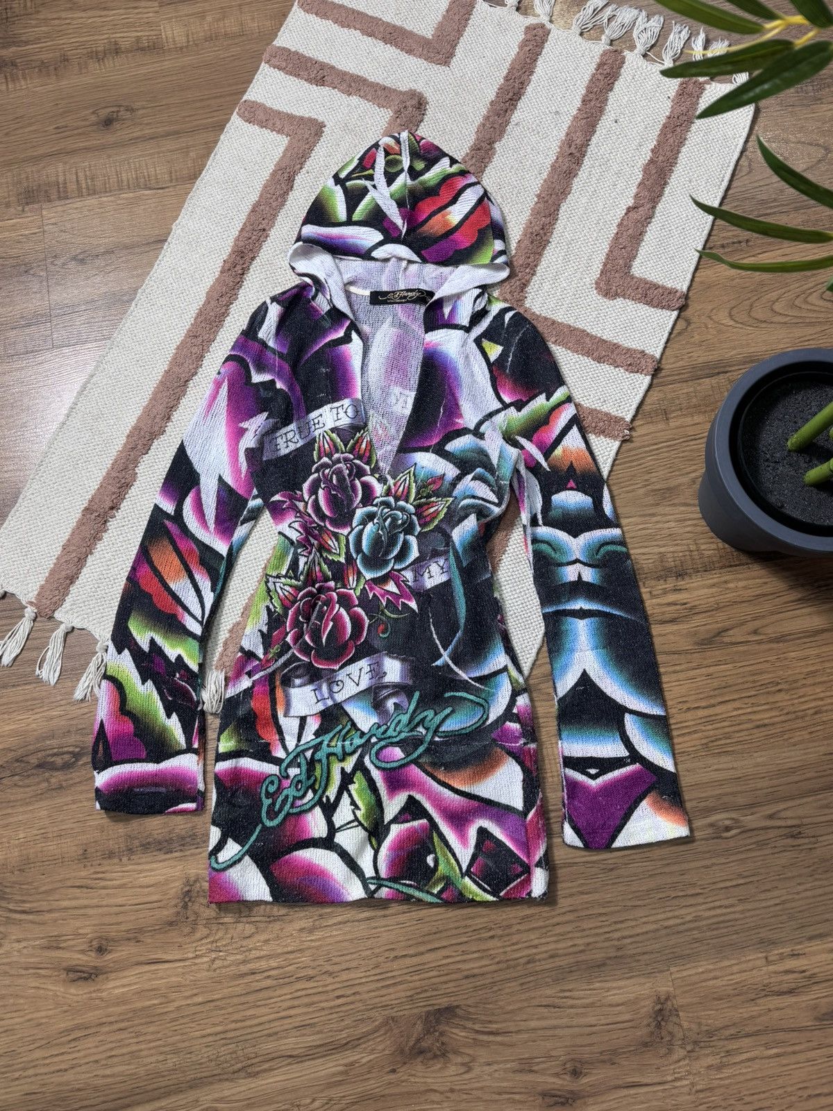 Ed Hardy VINTAGE ED HARDY ALL OVER PRINT MESH 2000s MINI DRESS Size S / US 4 / IT 40 - 2 Thumbnail
