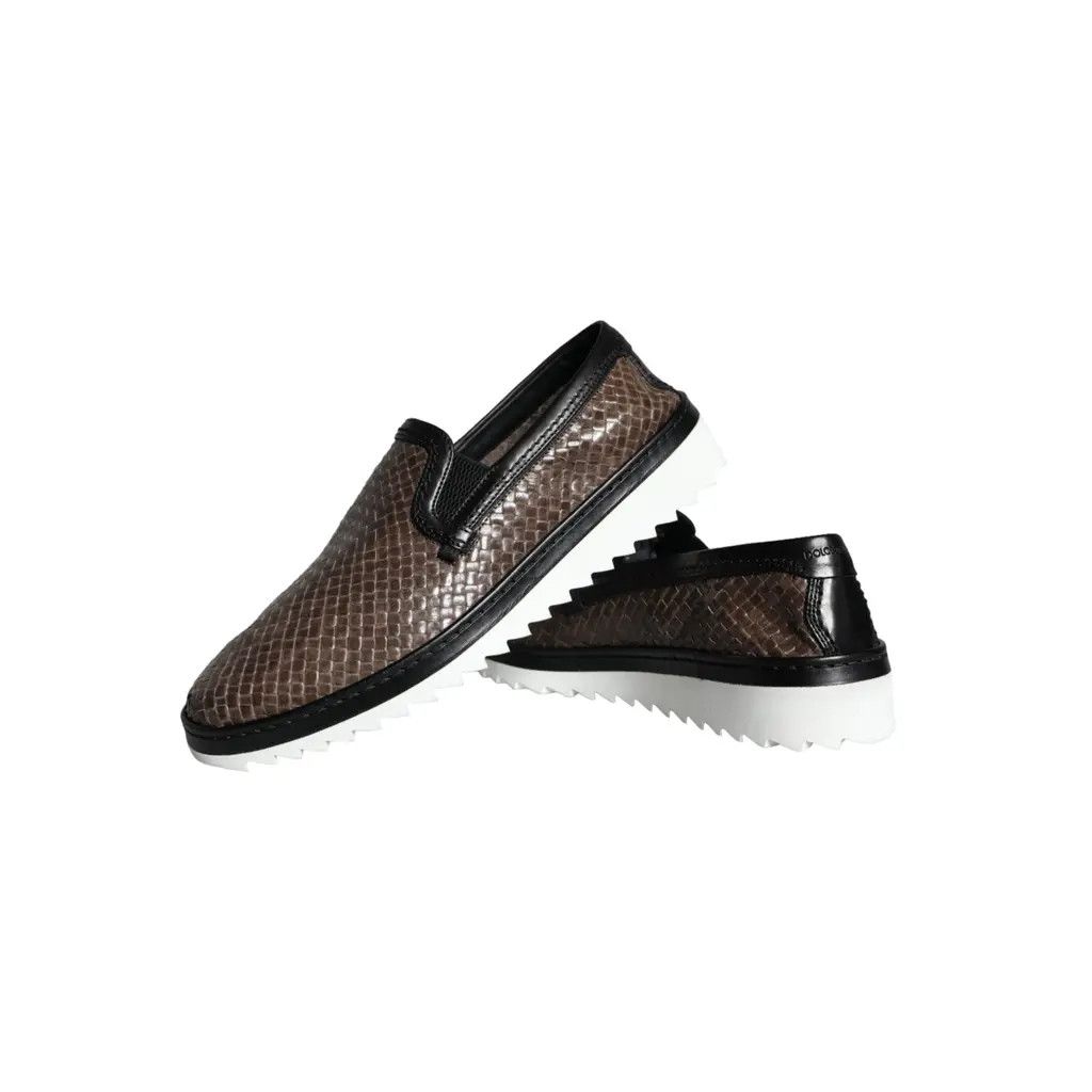 Dolce & Gabbana o1y0125 Leather Logo Loafers in Black/Brown Size US 6.5 / EU 39-40 - 6 Thumbnail