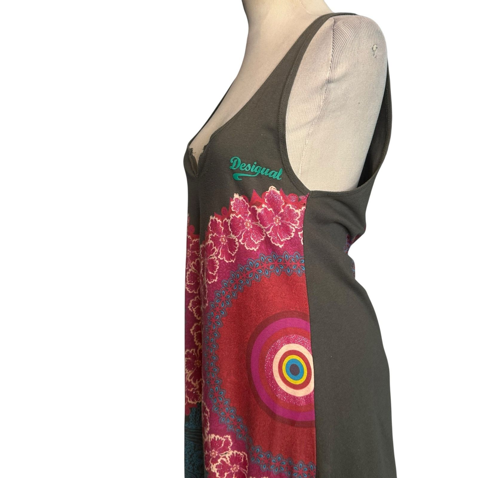 Desigual Desigual Green and Pink Asymmetrical Tunic Dress size Medium Size M / US 6-8 / IT 42-44 - 8 Thumbnail