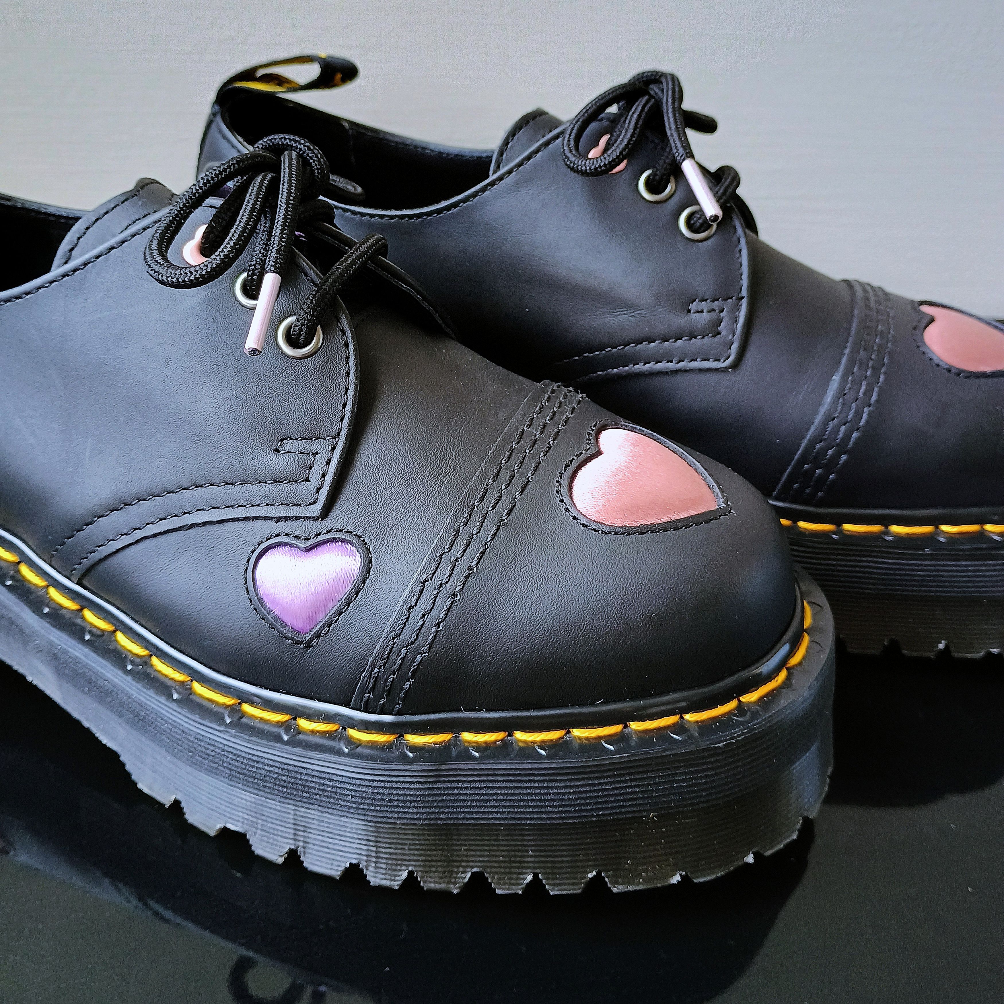 Dr. Martens Dr. Martens Women's 1461 Quad Heart Leather Platform Derby Size US 9 / IT 39 - 4 Thumbnail