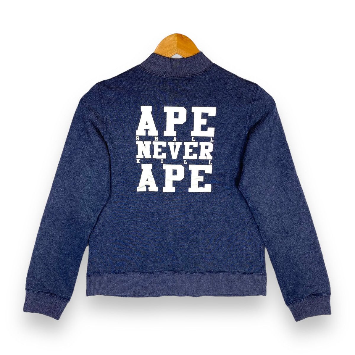 image of Bape x Nigo Asnka Half Zip Sweatshirt in Blue, Women's (Size XS)