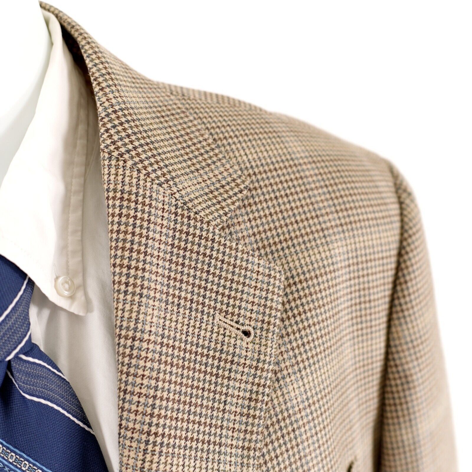 Joseph Abboud Joseph Abboud Classic Wool Silk Green Beige Blue Houndstooth Size 42R - 3 Thumbnail