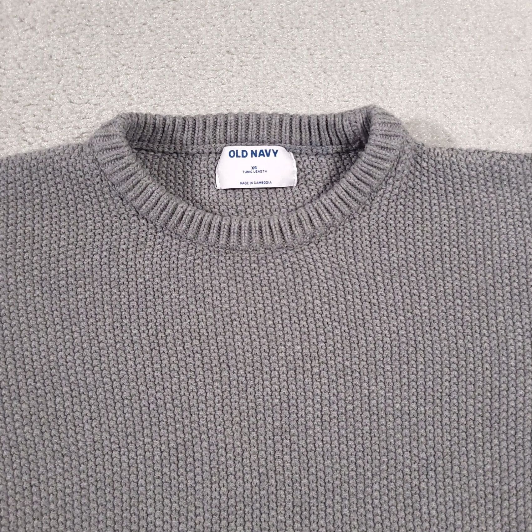 Old Navy Old Navy Tunic Sweater Women XS Gray Long Sleeve Crewneck Chunky Knit Size XS / US 0-2 / IT 36-38 - 3 Thumbnail