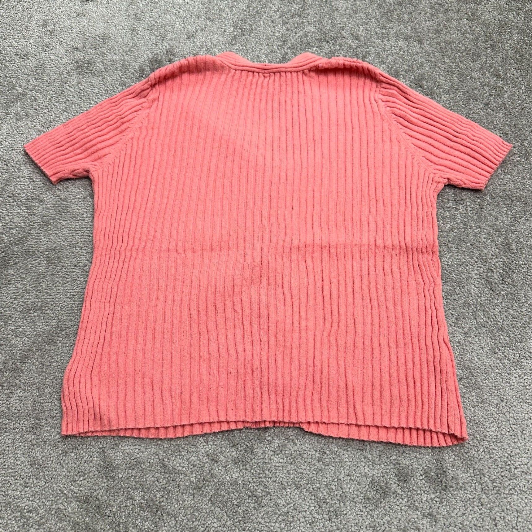 Pinko Chadwicks Womens Sweater XL Salmon Pink Short Sleeve V-Neck Knit Cotton Casual Size XL / US 12-14 / IT 48-50 - 2 Thumbnail