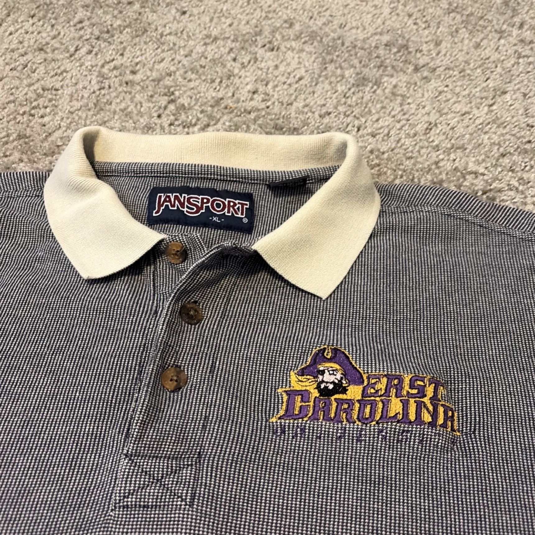 Jansport VINTAGE East Carolina University Pirates Polo Collared Shirt JanSport XL Men Black Polo University Pirates Mens XL Size US XL / EU 56 / 4 - 3 Thumbnail