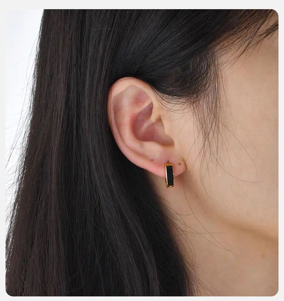Other Small Enamel Stainless Steel Hoops Earrings Size ONE SIZE - 3 Thumbnail