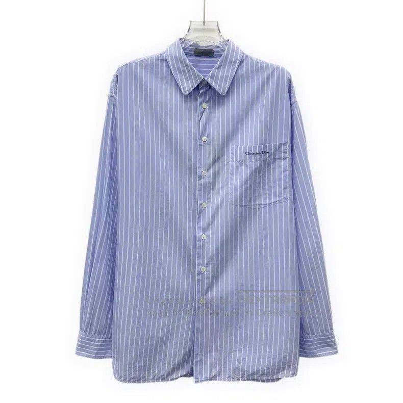 Dior Dior Size 38 Blue vertical striped cotton lapel single-brea Size US XXS / EU 40 - 1 Thumbnail